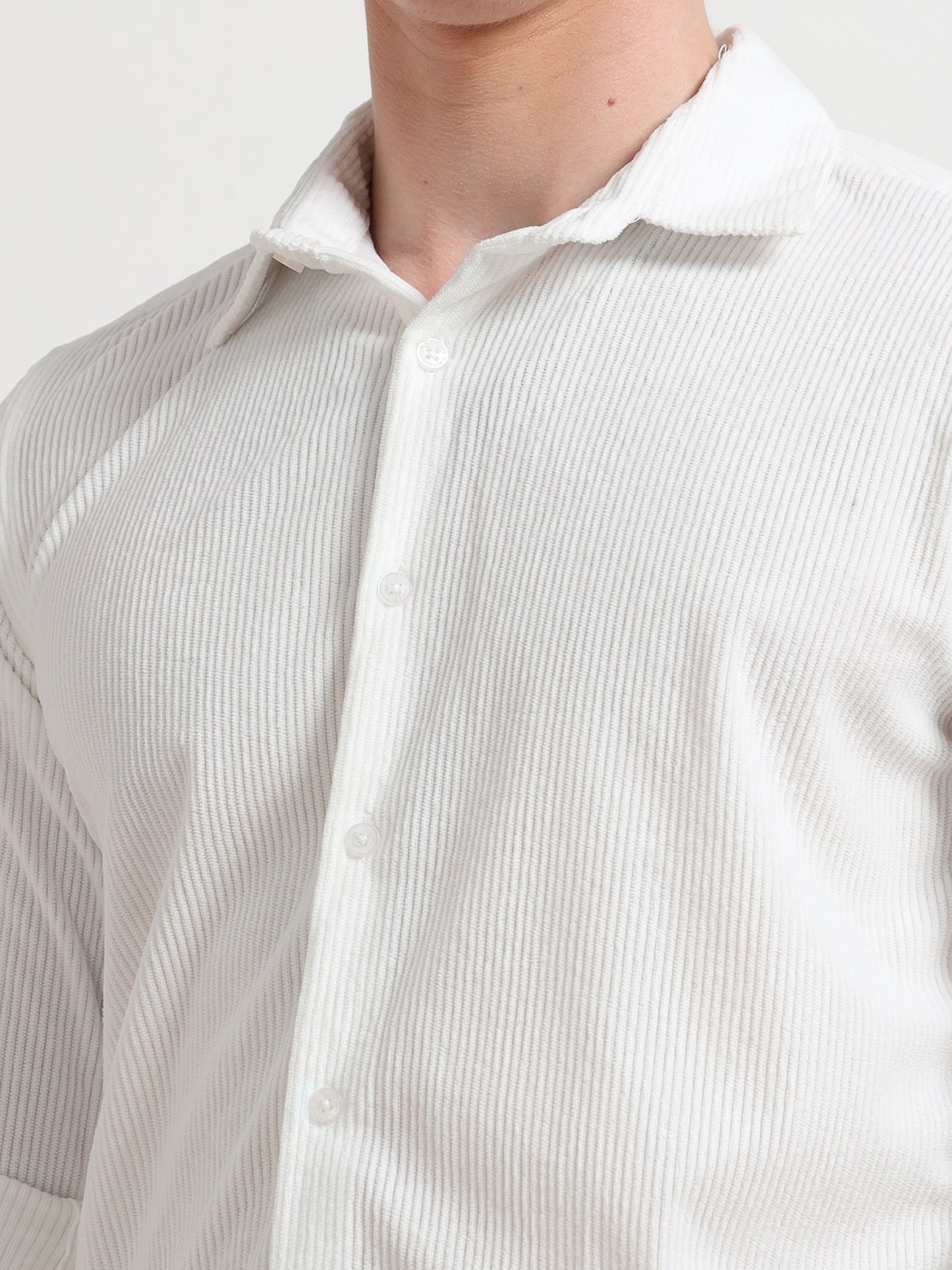 White Full sleeve Corduroy Shirts