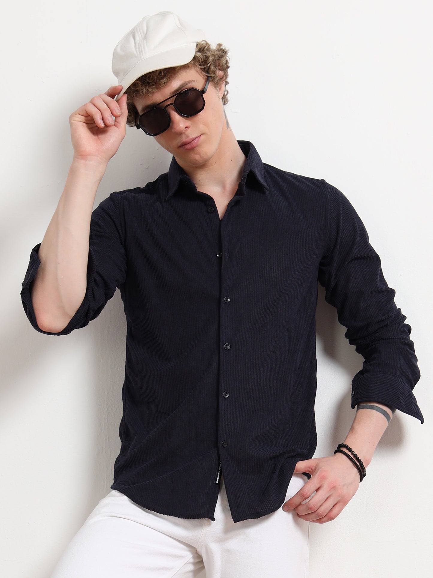 Navy Full sleeve Corduroy Shirts