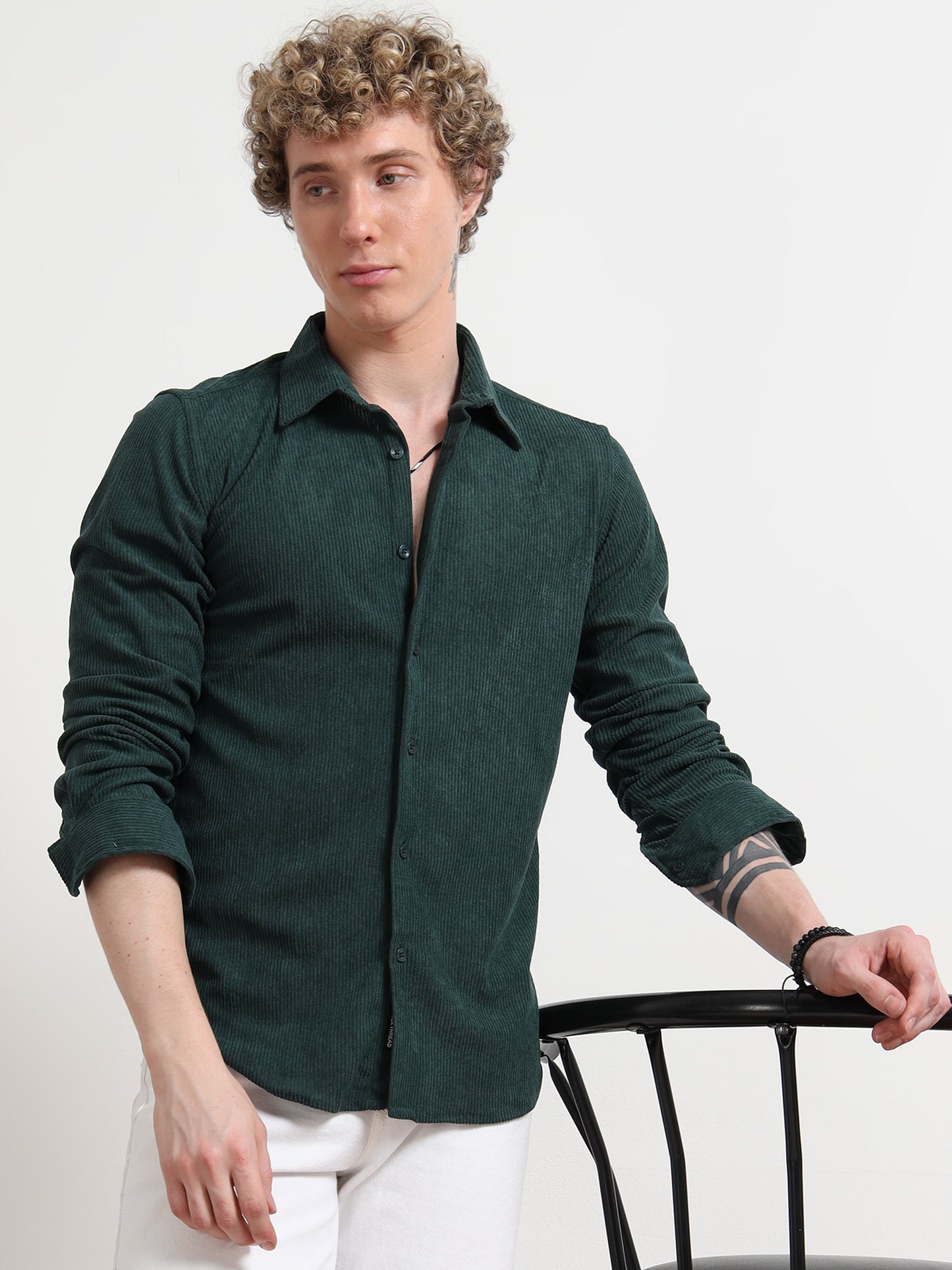 Dark green Full sleeve Corduroy Shirts