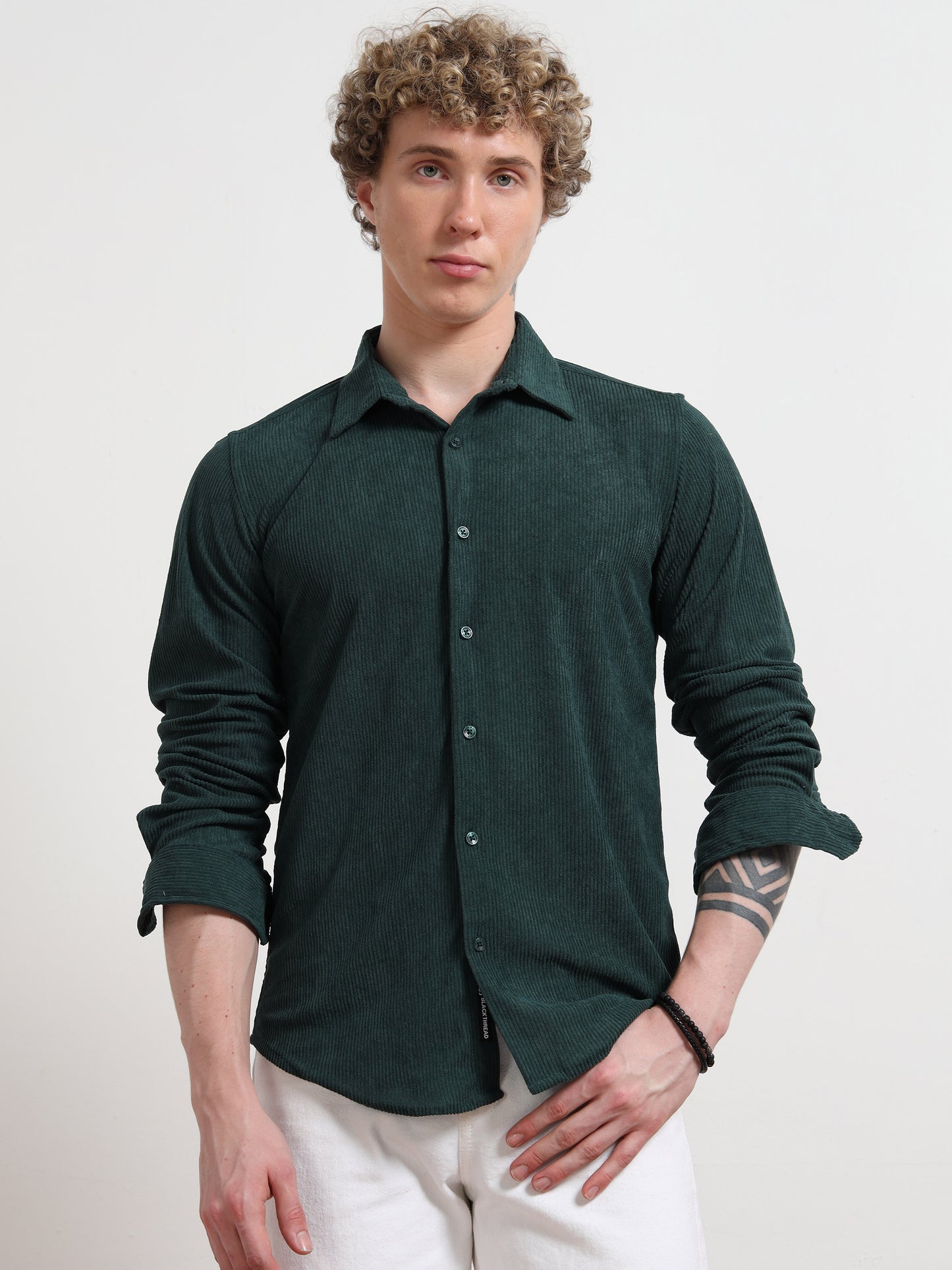 Dark green Full sleeve Corduroy Shirts