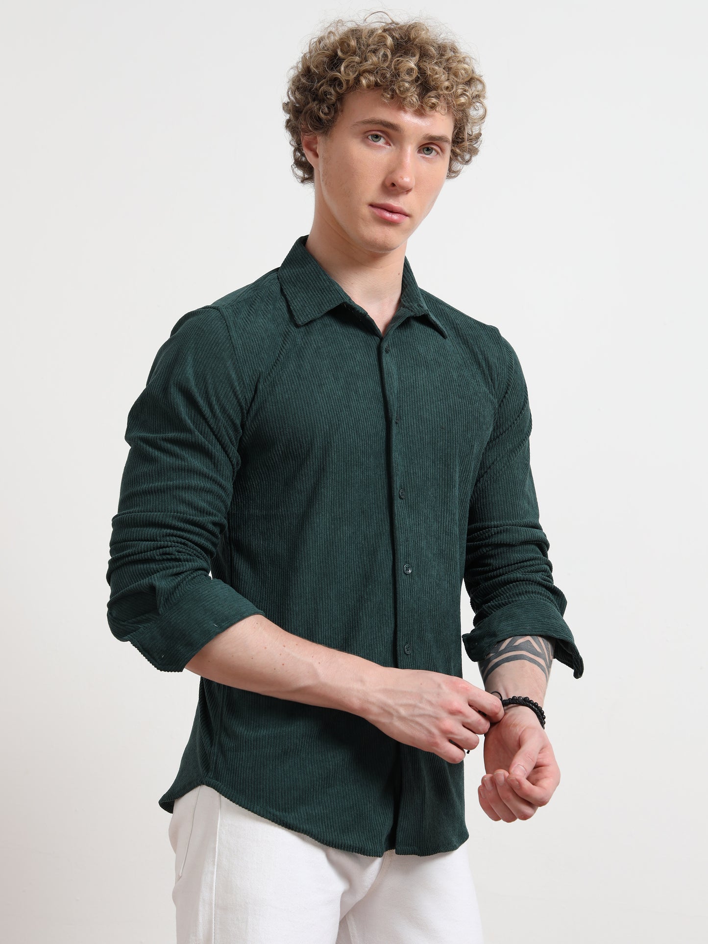 Dark green Full sleeve Corduroy Shirts