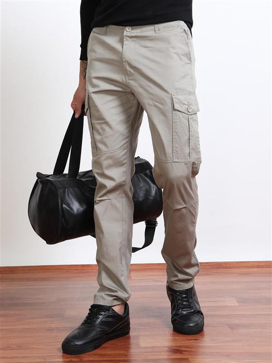 Men’s Slim Fit Beige Cargo Pants
