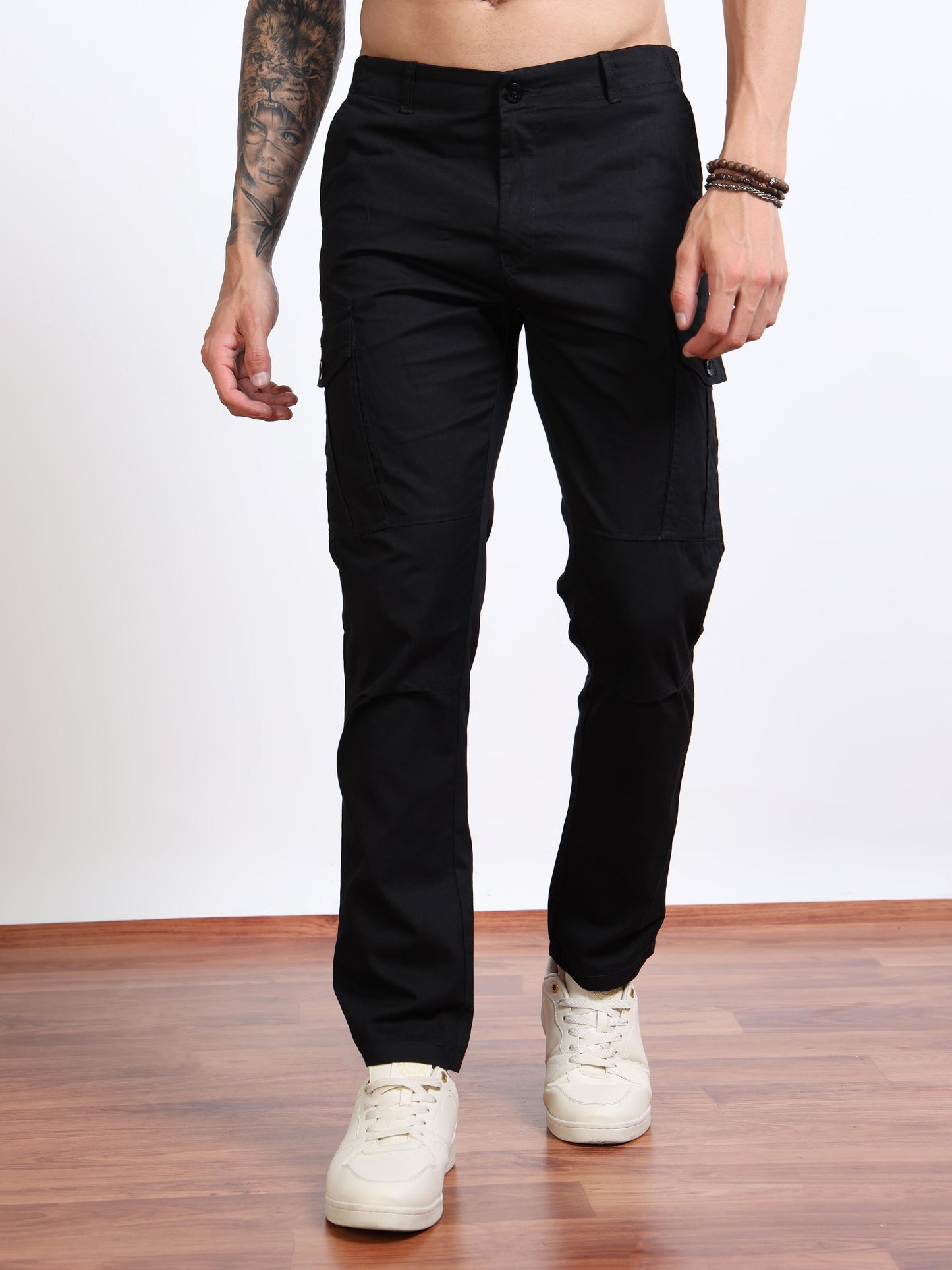 Men’s Straight Fit Black Cargo Pants