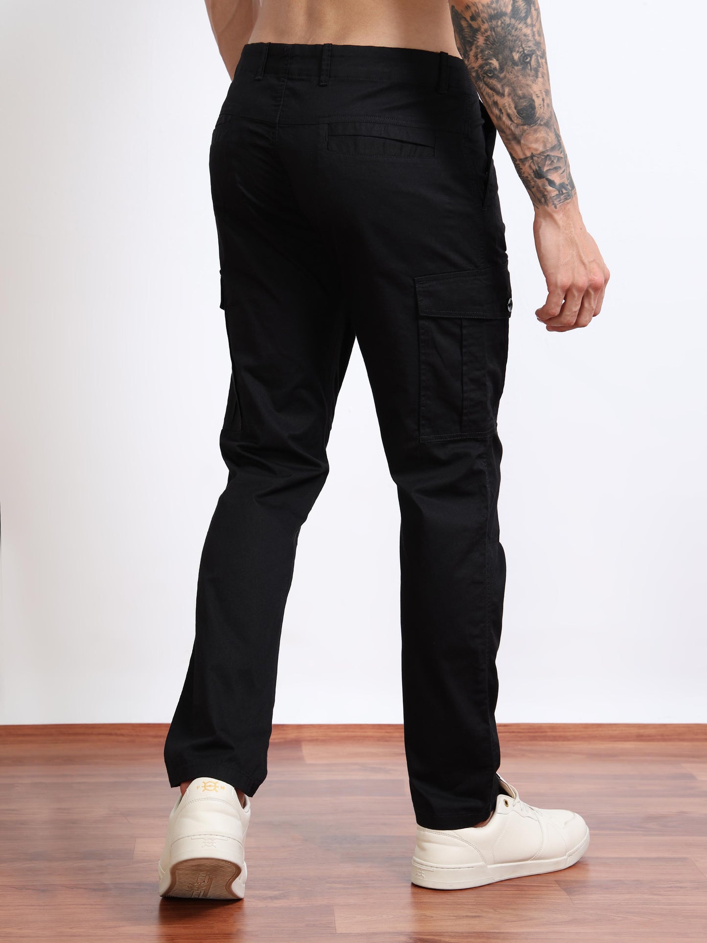 Men’s Straight Fit Black Cargo Pants