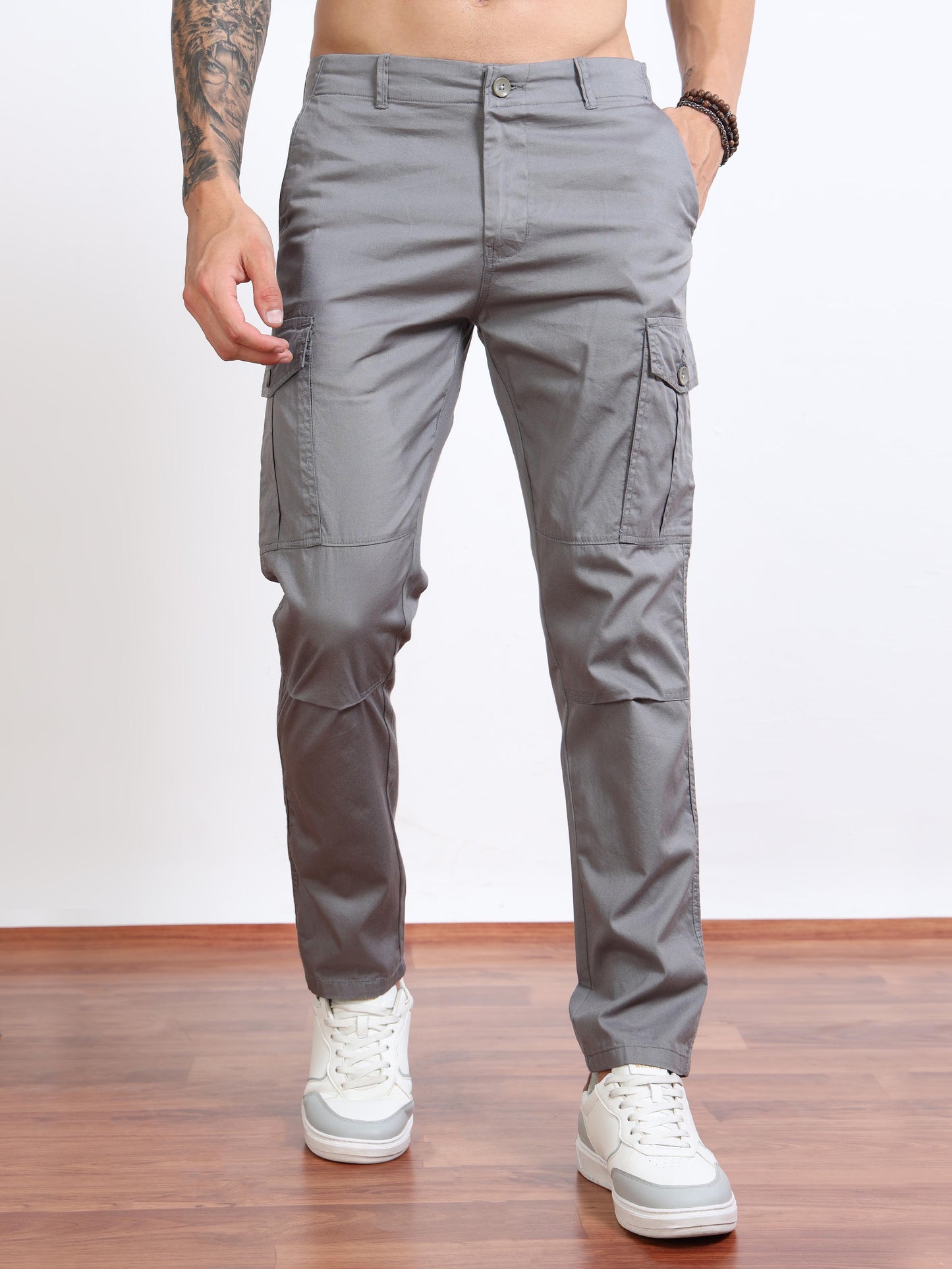 Men’s Slim Fit Grey Cargo Pants