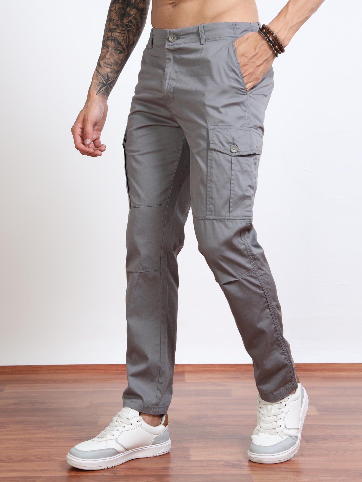 Men’s Slim Fit Grey Cargo Pants