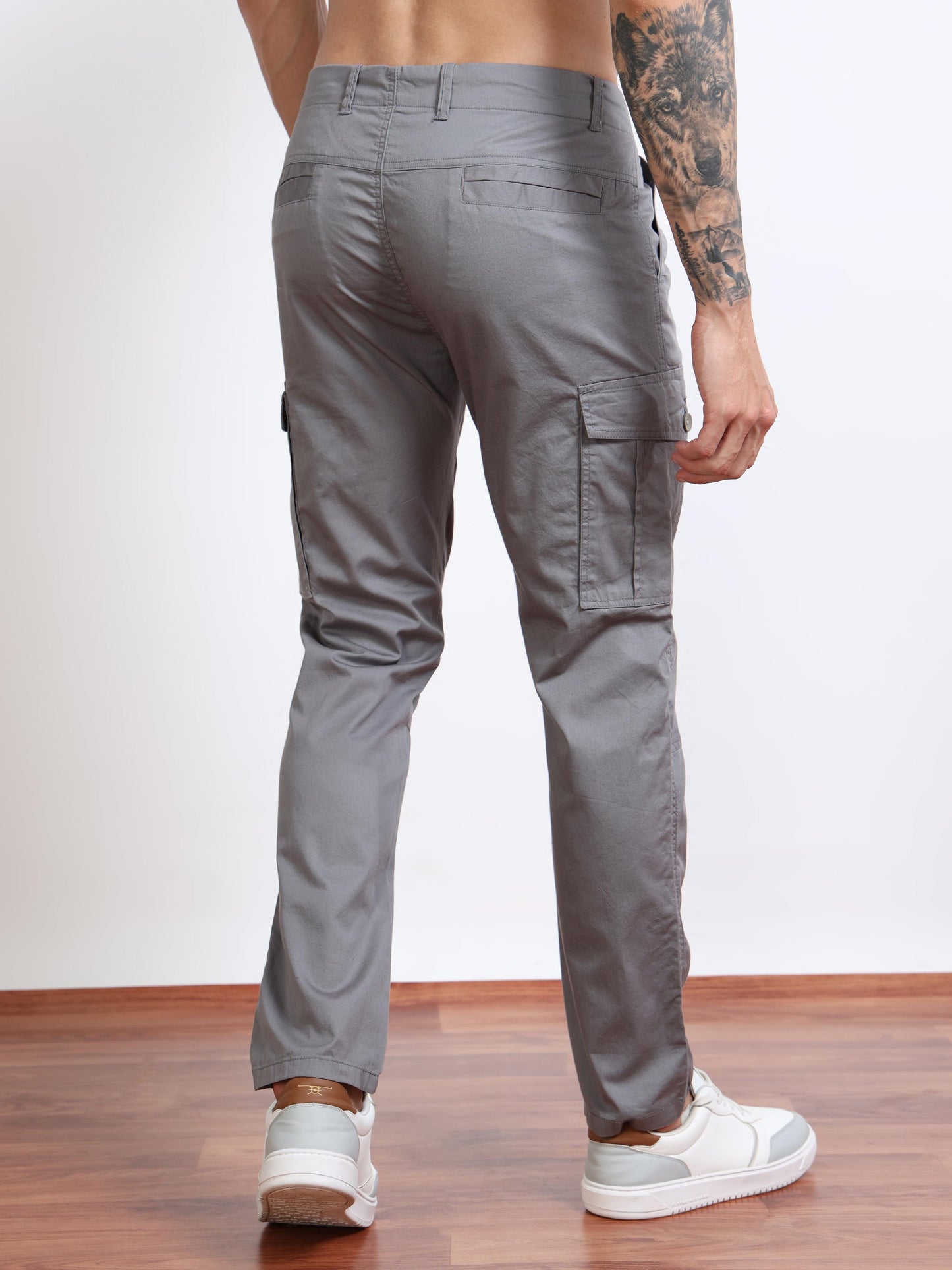 Men’s Slim Fit Grey Cargo Pants