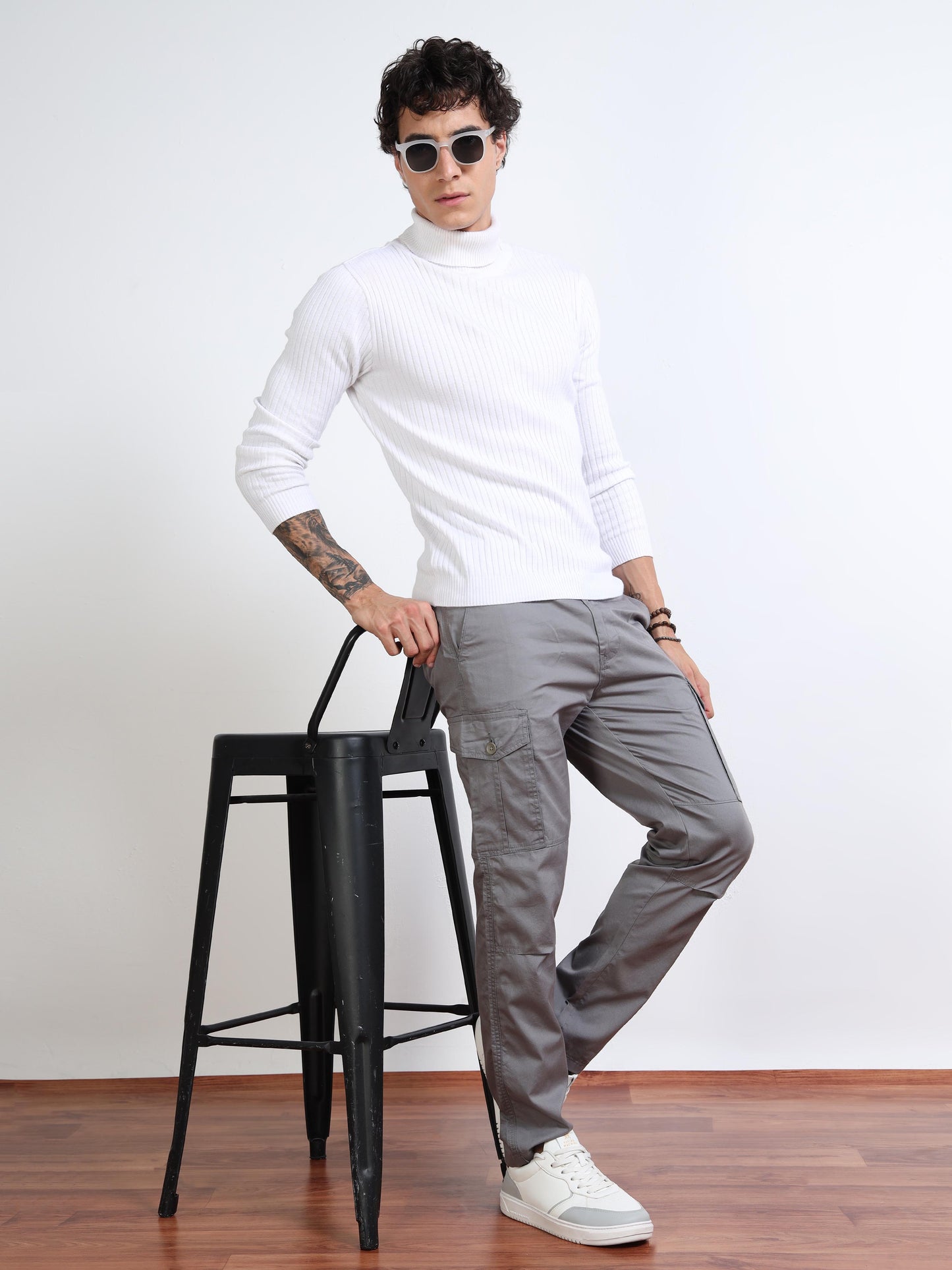 Men’s Slim Fit Grey Cargo Pants