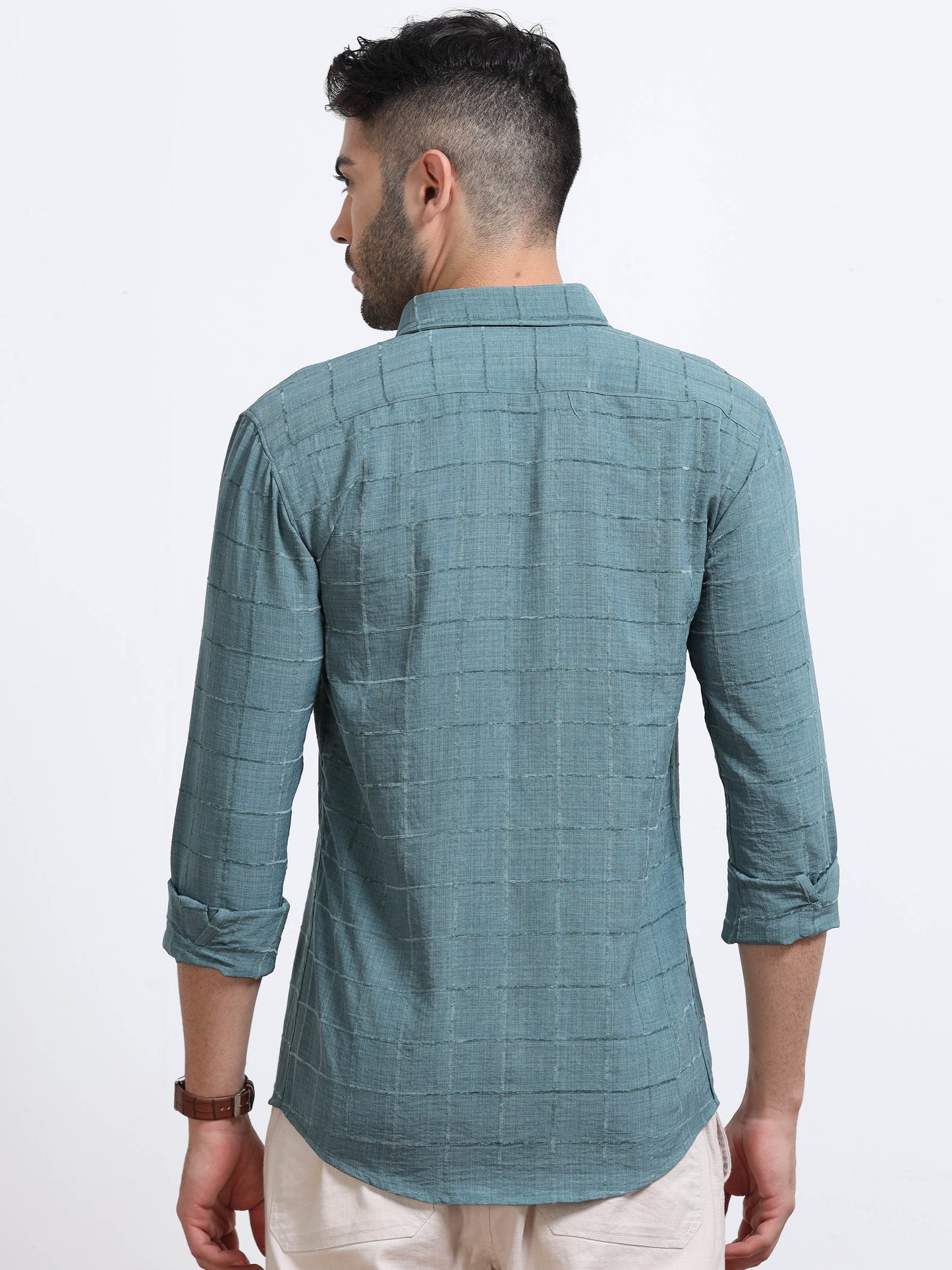 Blue Men's Cotton Checks Design Casual Shirt - Premium Comfort Fit