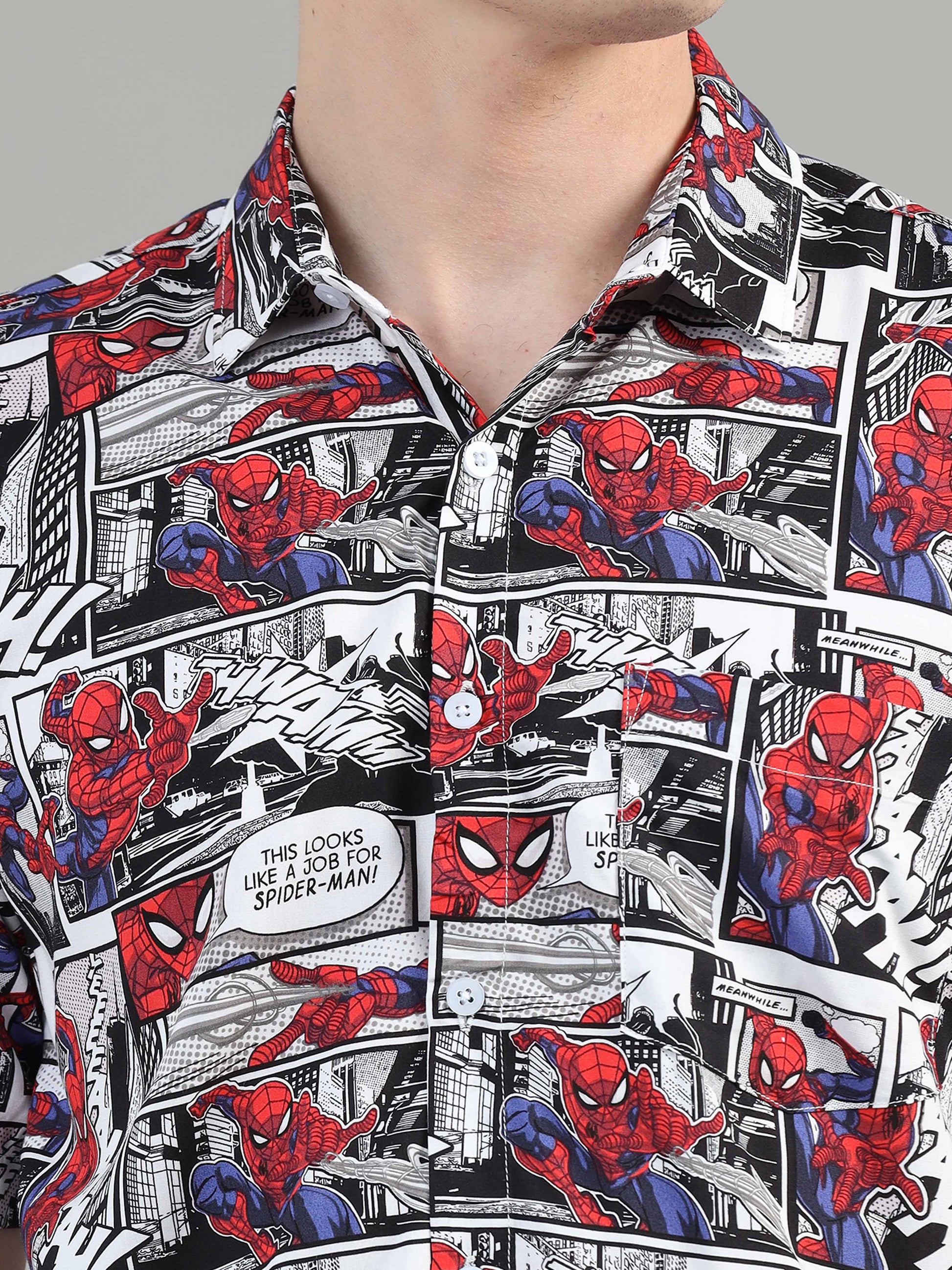 Shop Spiderman Printed Rayon Fabric shirt Online India