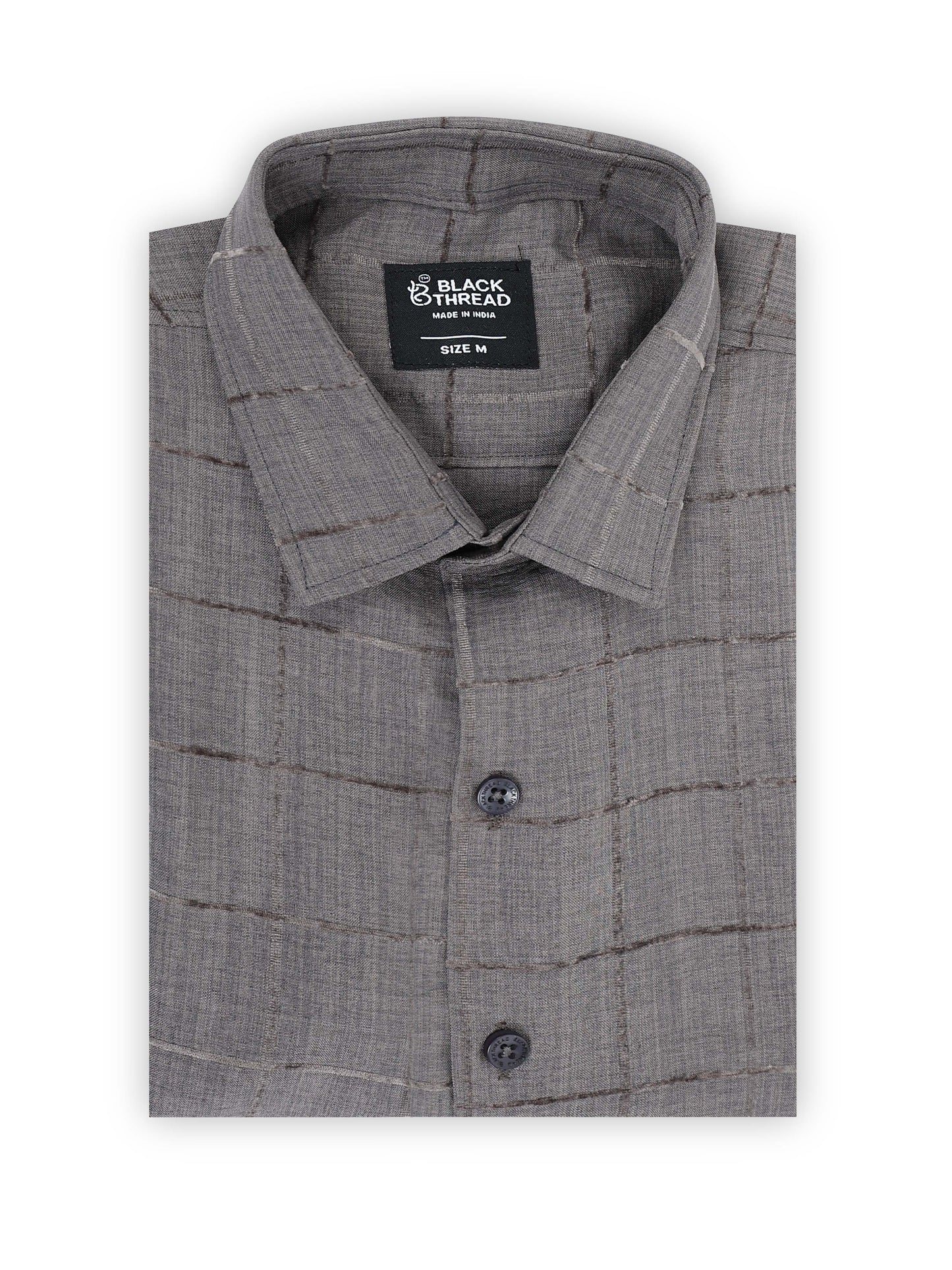 Grey Men's Cotton Checks Design Casual Shirt - Premium Comfort Fit