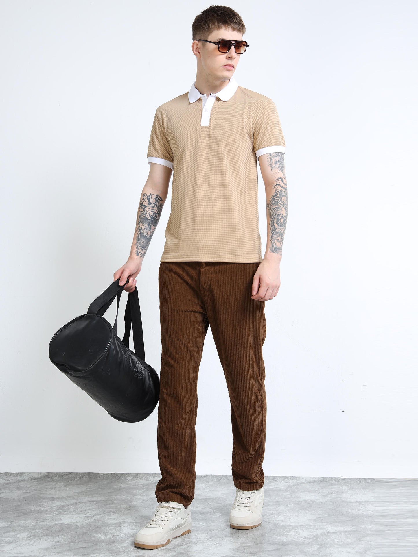 Men’s Corduroy Drawstring Lounge Trousers – Chocolate