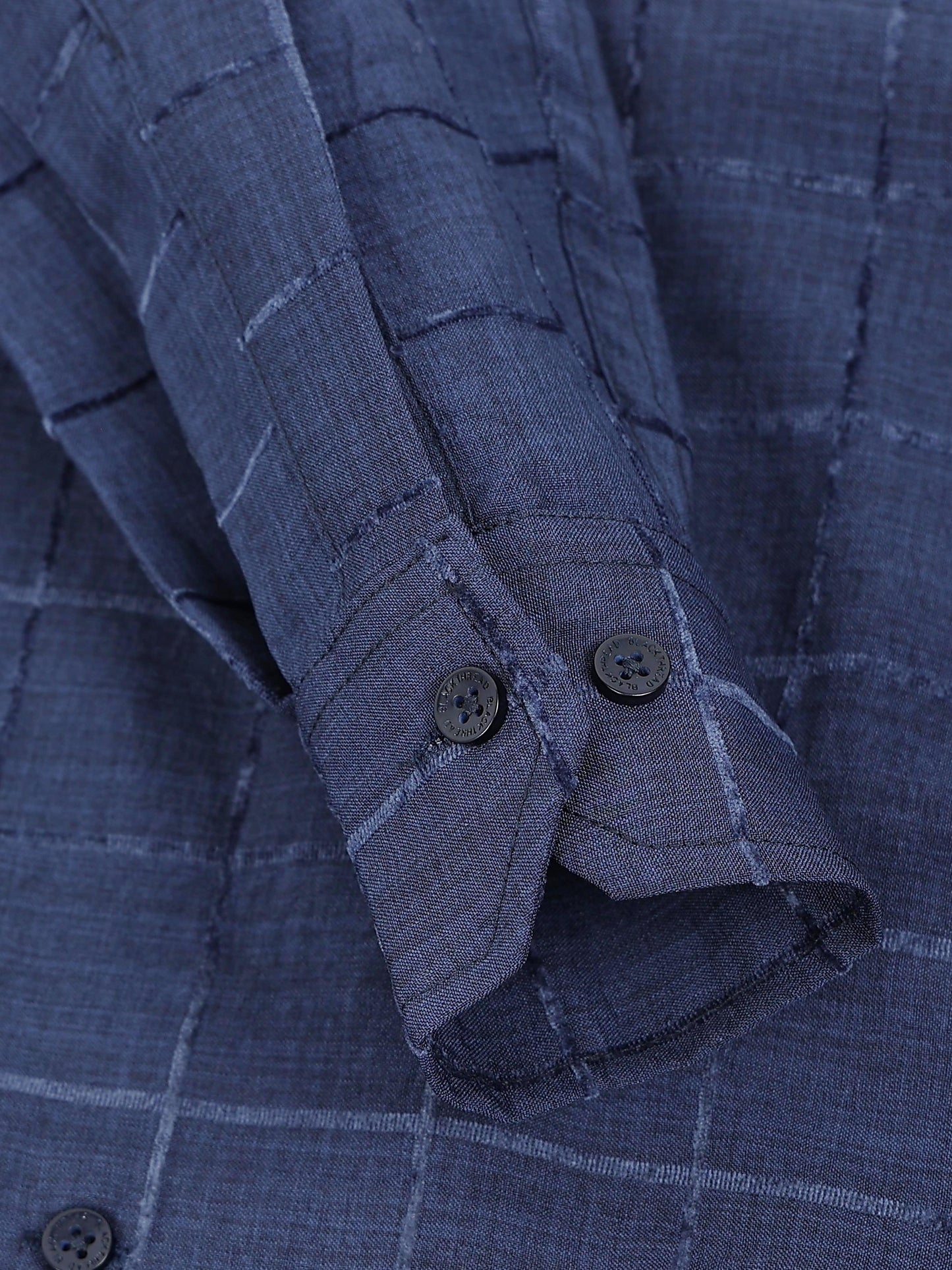 Navy Blue Men's Cotton Checks Design Casual Shirt - Premium Comfort Fit