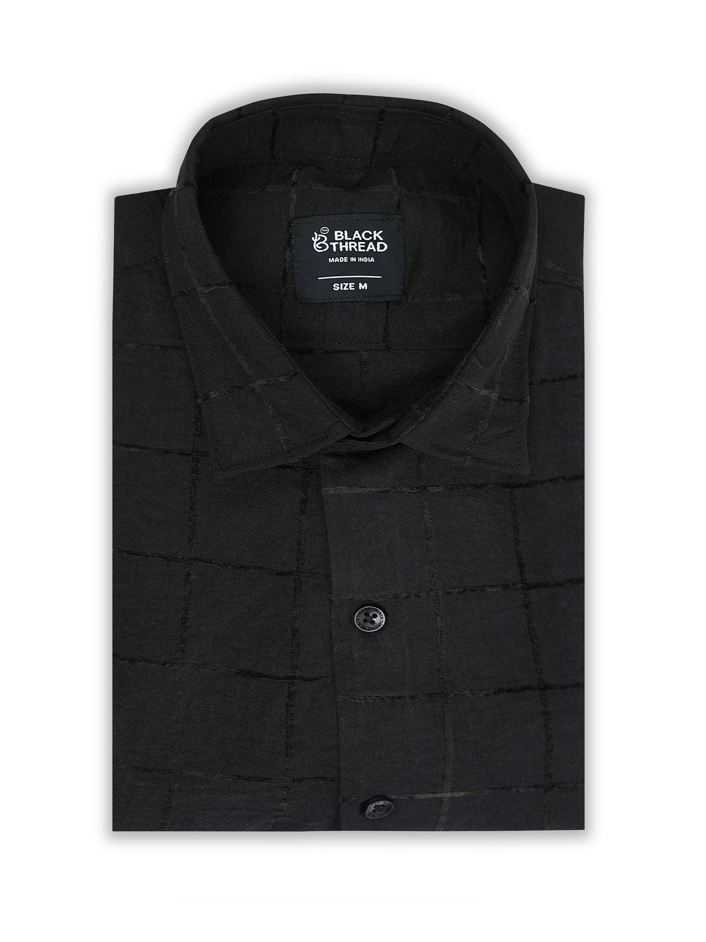 Black Men's Cotton Checks Design Casual Shirt - Premium Comfort Fit