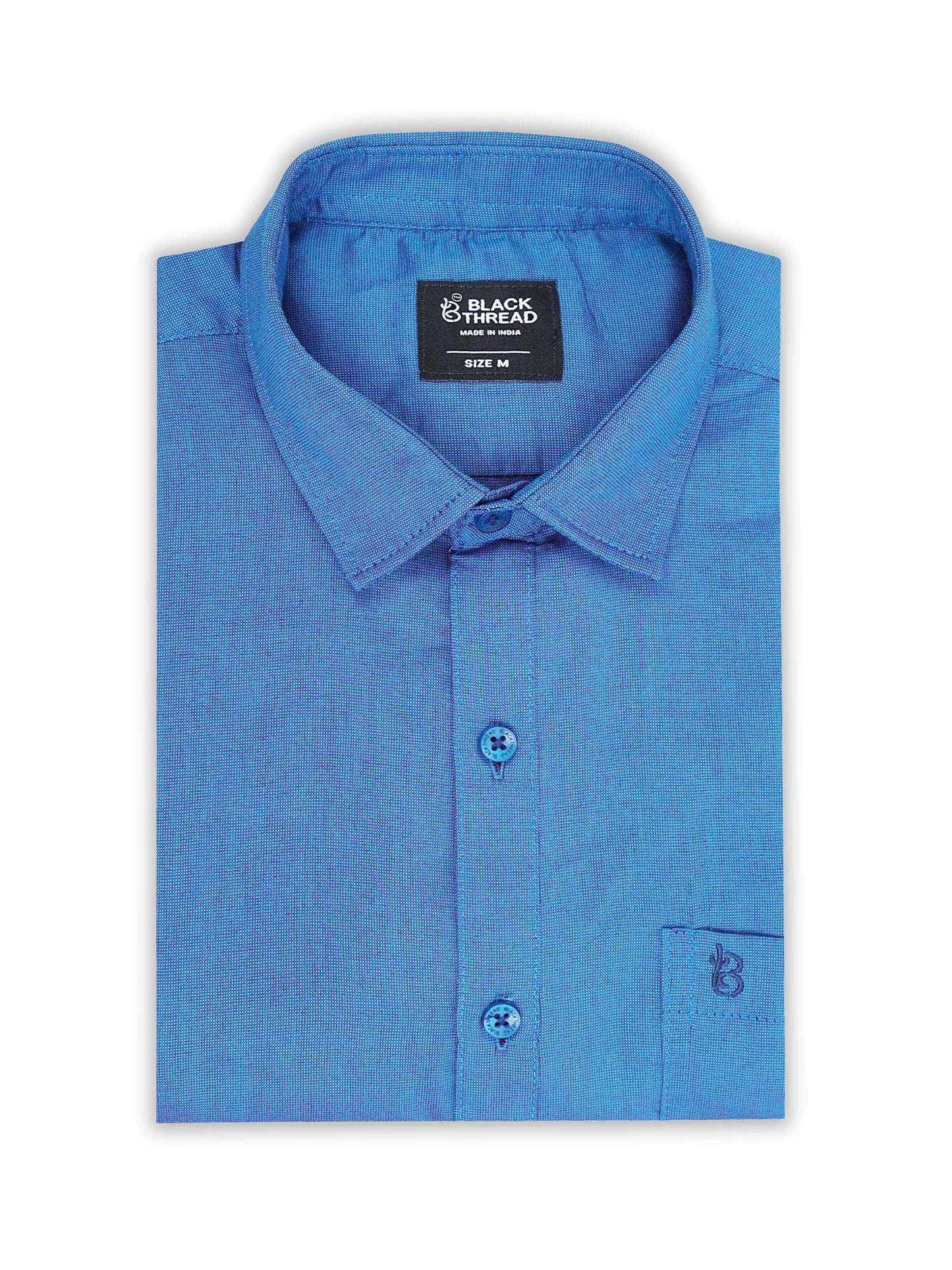 Royal Blue Men's Cotton Plain Casual Shirt - Premium Comfort Fit
