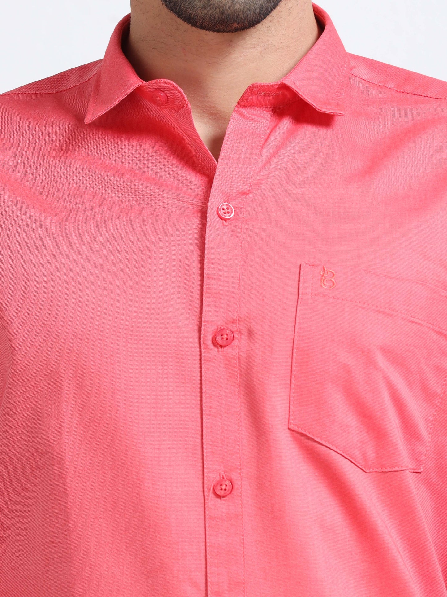 Pink Men's Cotton Plain Casual Shirt - Premium Comfort Fit