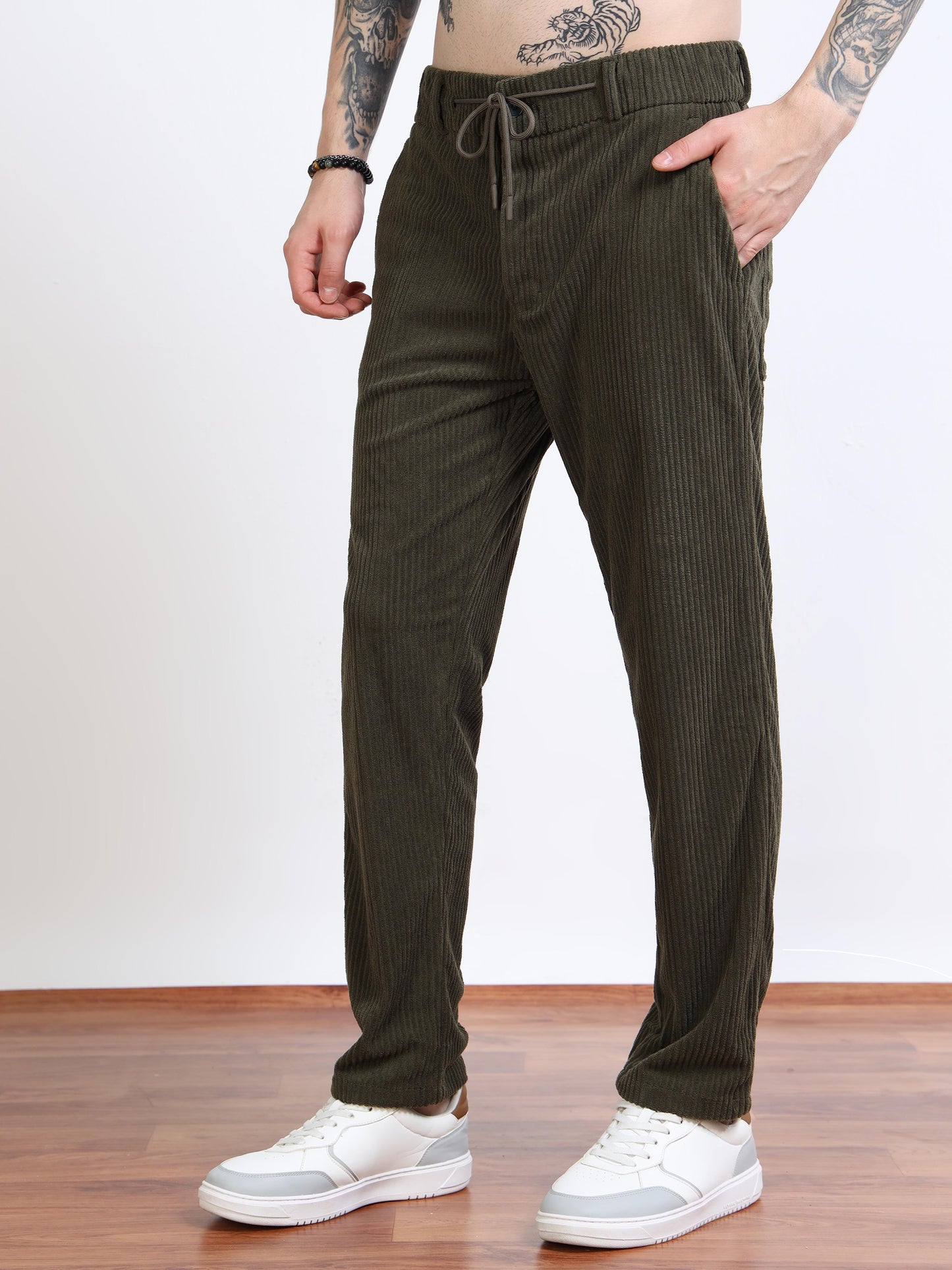 Men’s Corduroy Drawstring Lounge Trousers by Black Thread