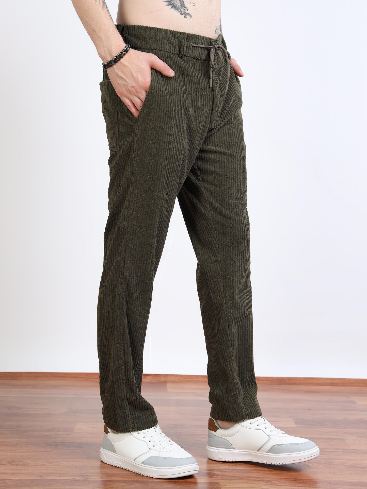 Men’s Corduroy Drawstring Lounge Trousers by Black Thread