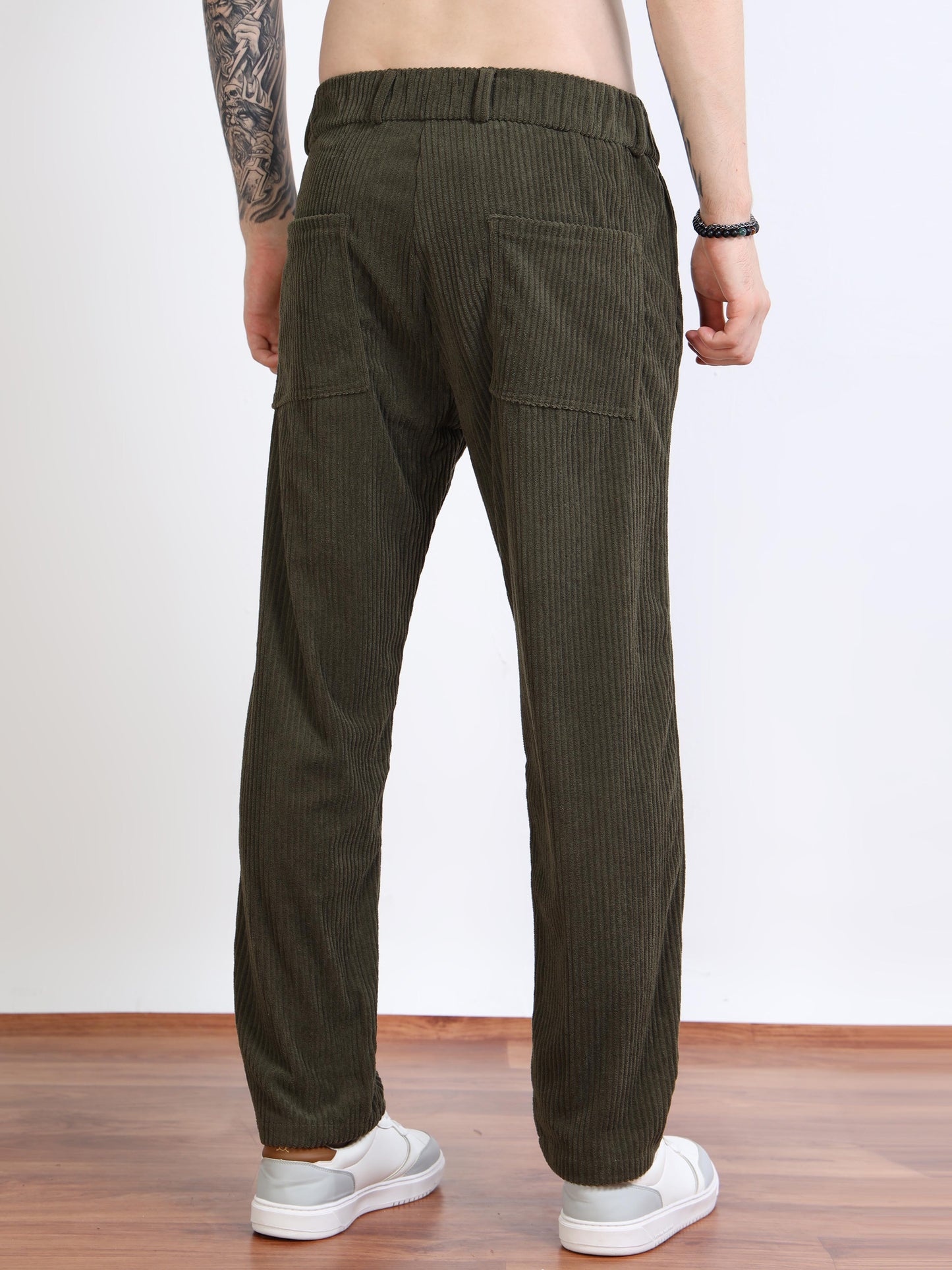 Men’s Corduroy Drawstring Lounge Trousers by Black Thread