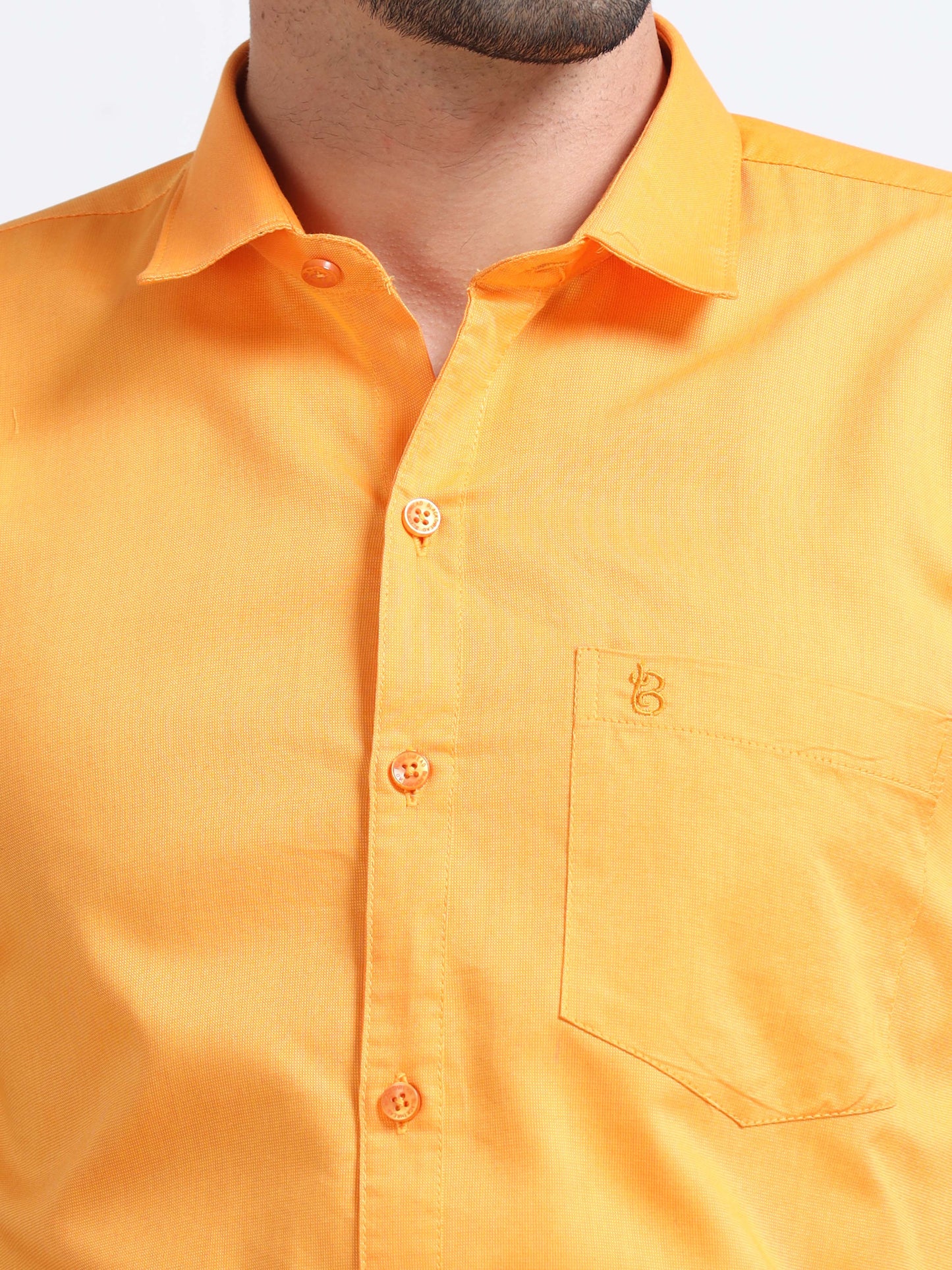 Mustard Yellow Men's Cotton Plain Casual Shirt - Premium Comfort Fit