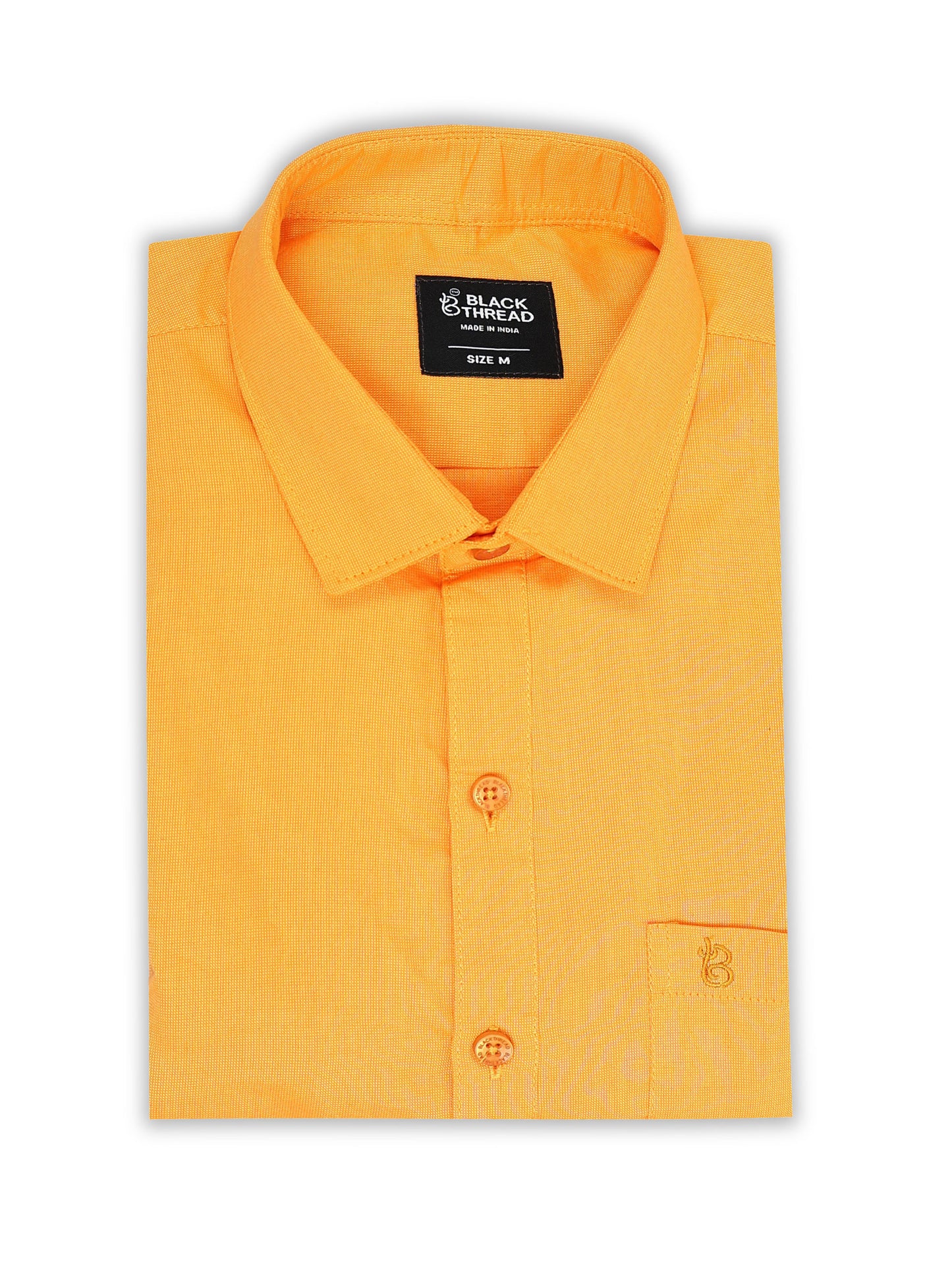 Mustard Yellow Men's Cotton Plain Casual Shirt - Premium Comfort Fit