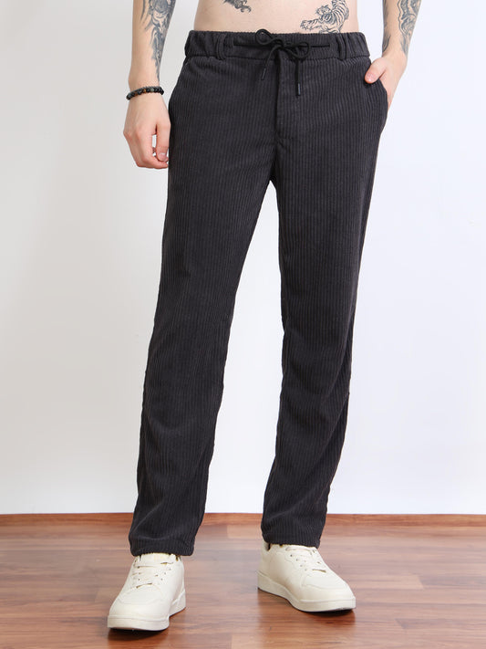 Men’s Corduroy Drawstring Lounge Trousers – Charcoal