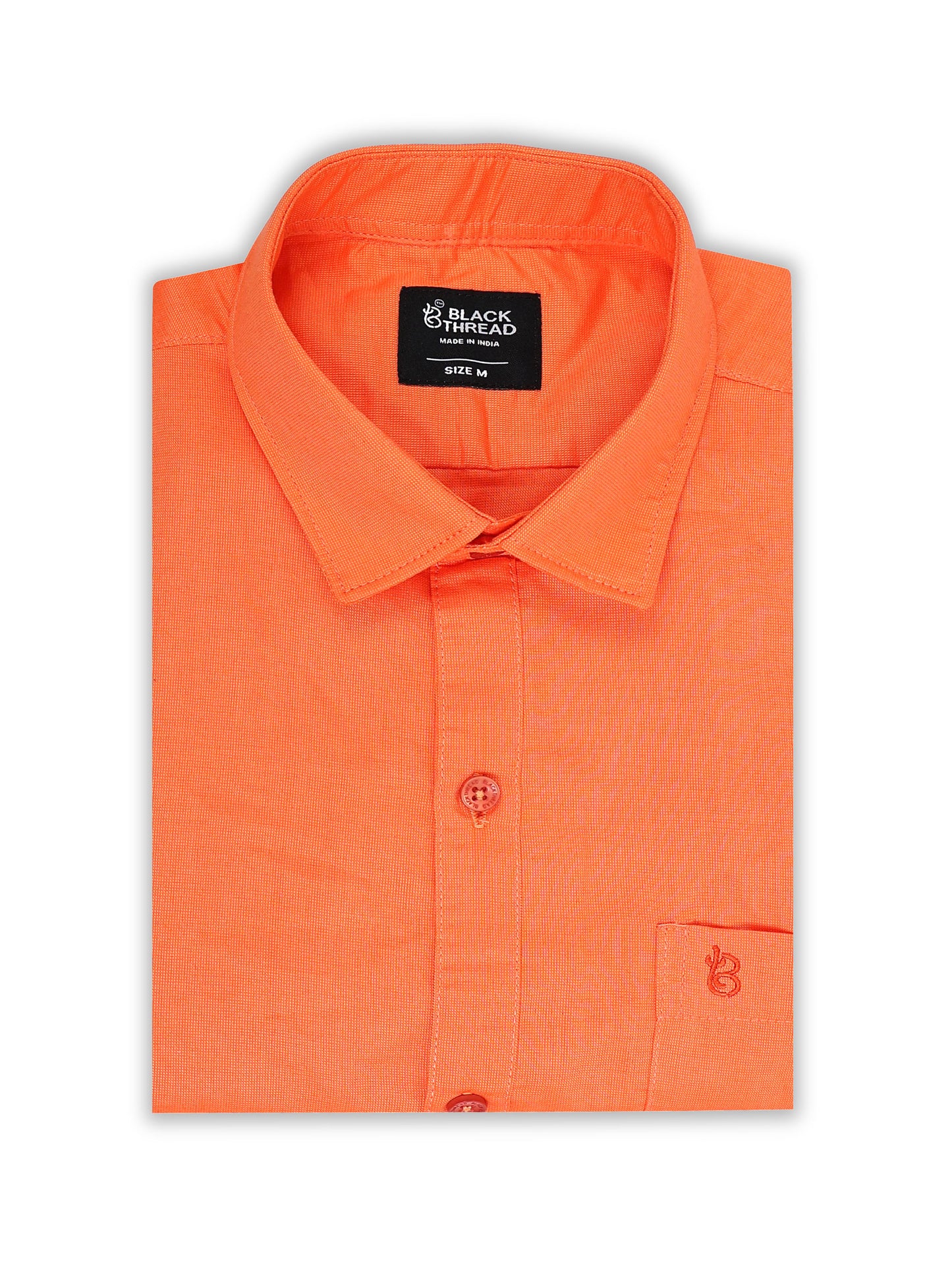 Orange Men's Cotton Plain Casual Shirt - Premium Comfort Fit