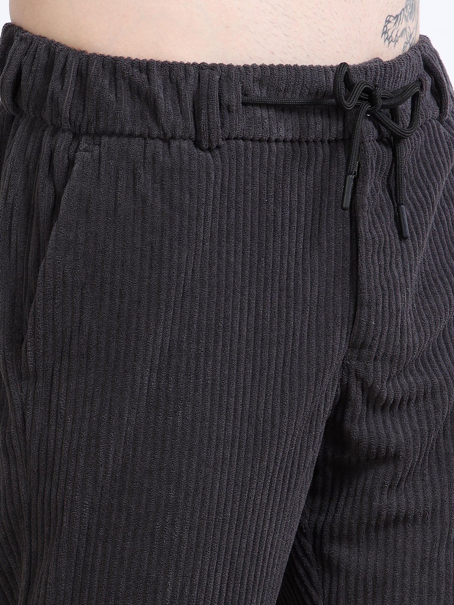 Men’s Corduroy Drawstring Lounge Trousers – Charcoal