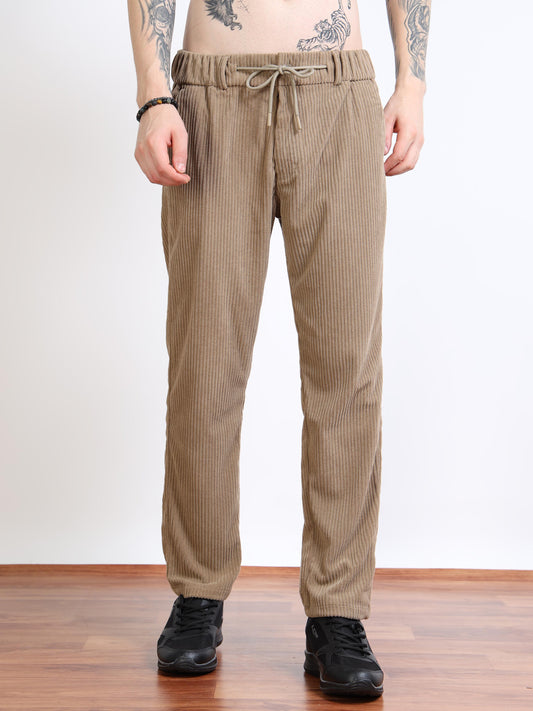 Men’s Cozy Corduroy Jogger-Trousers – Camel