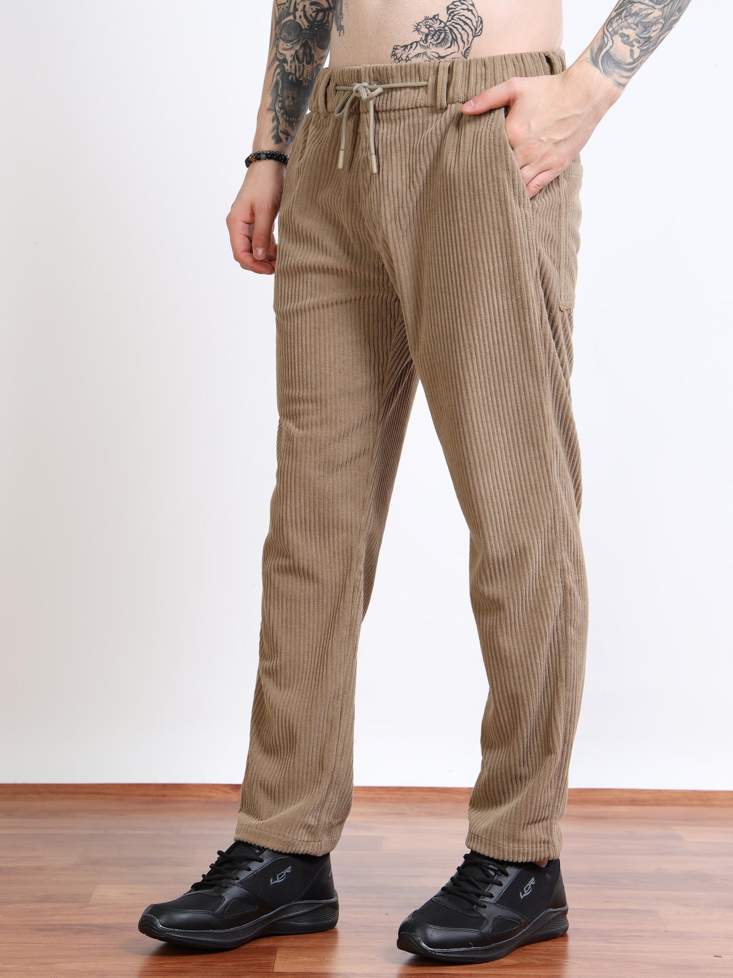 Men’s Cozy Corduroy Jogger-Trousers – Camel