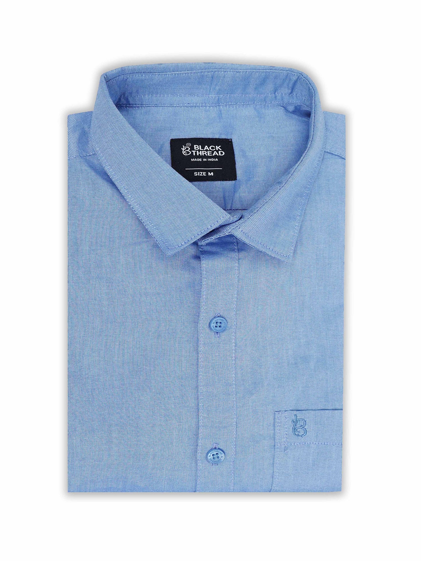Sky Blue Men's Cotton Plain Casual Shirt - Premium Comfort Fit