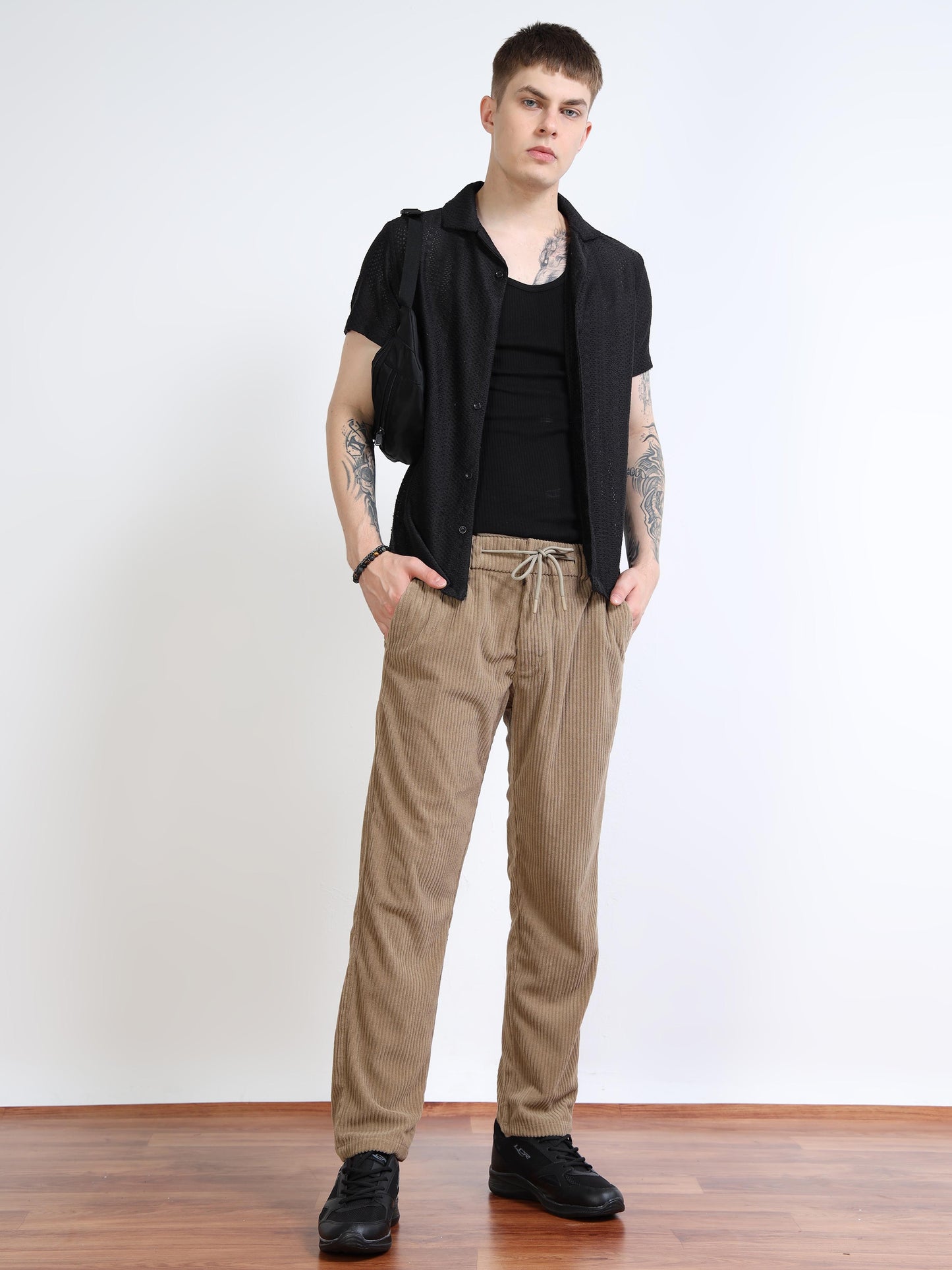 Men’s Cozy Corduroy Jogger-Trousers – Camel