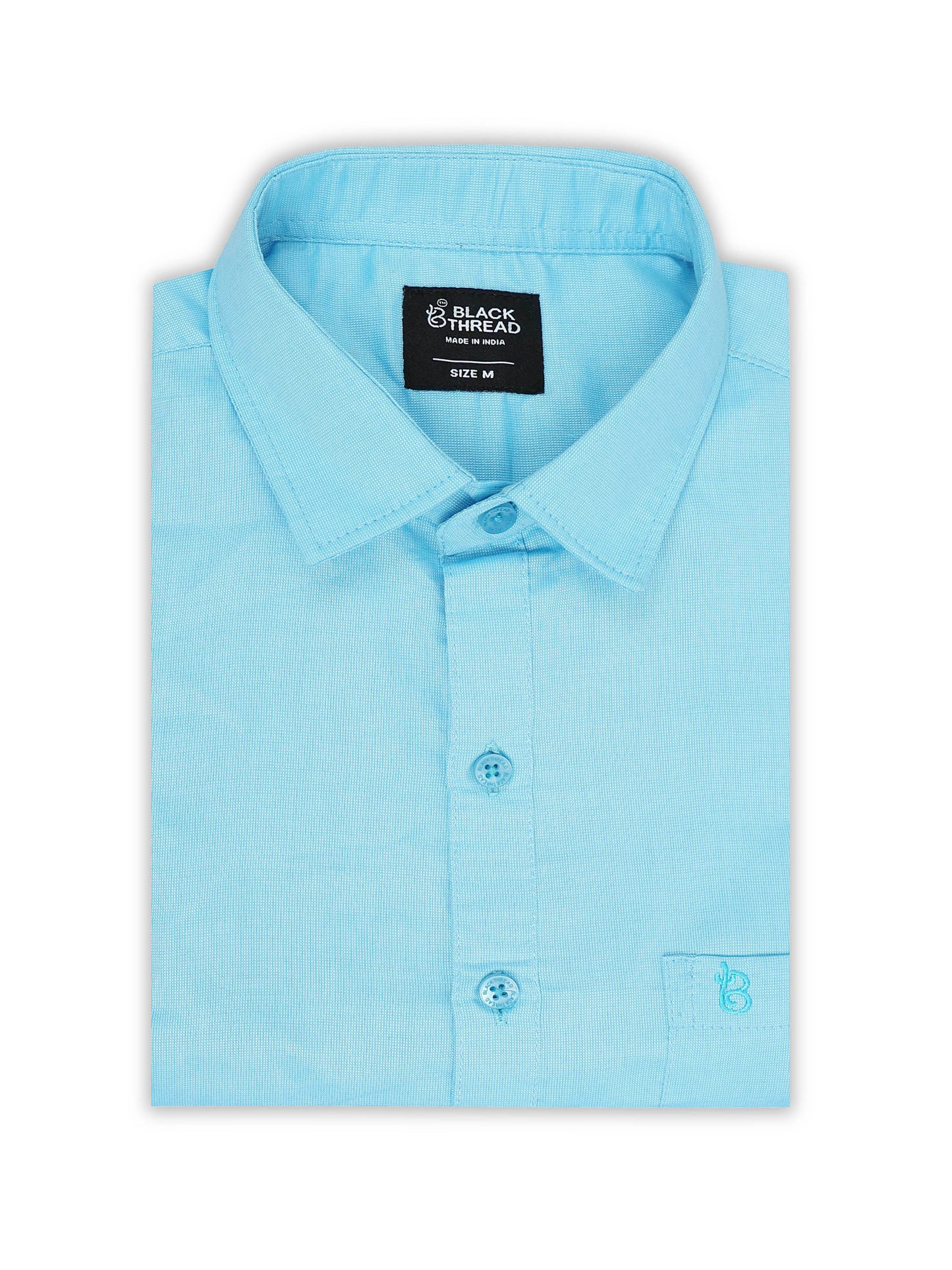 Baby Blue Men's Cotton Plain Casual Shirt - Premium Comfort Fit