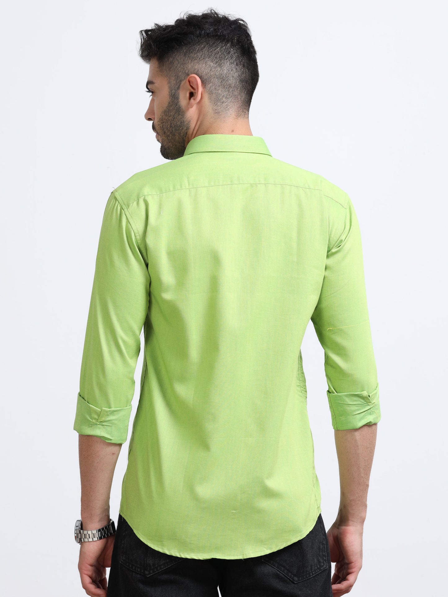 Green Men's Cotton Plain Casual Shirt - Premium Comfort Fit