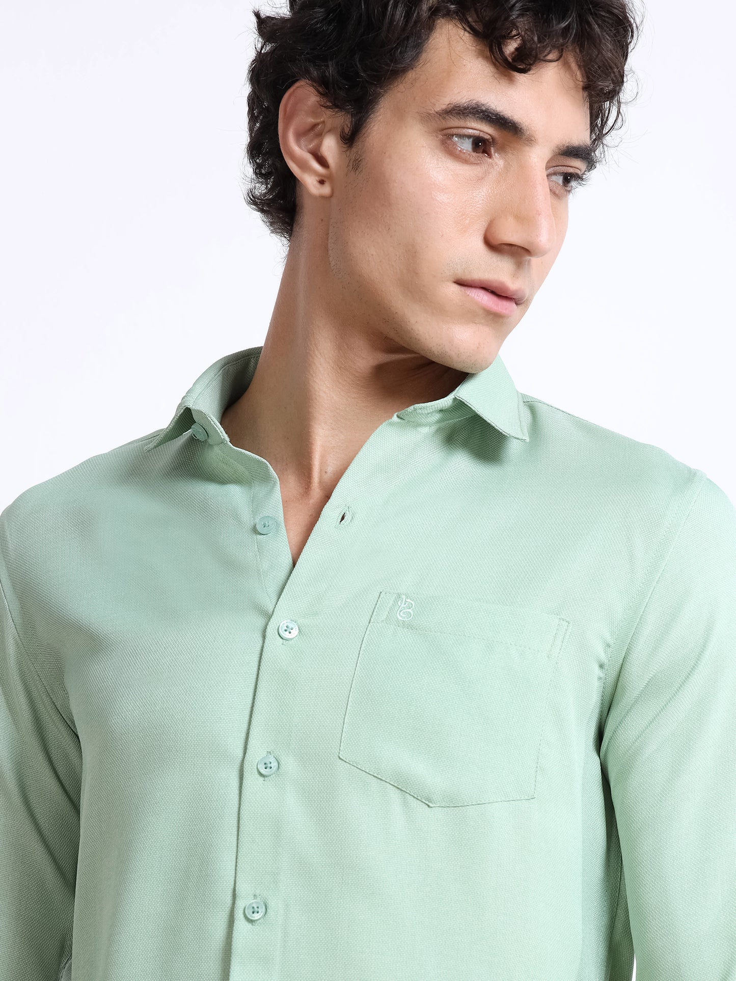 Men’s Light Green Pure Linen Shirt by Black Thread