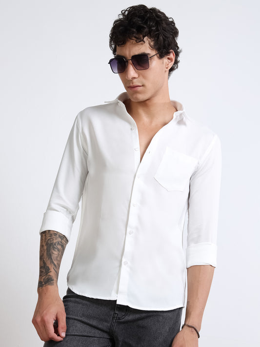 Men’s White Pure Linen Shirt by Black Thread