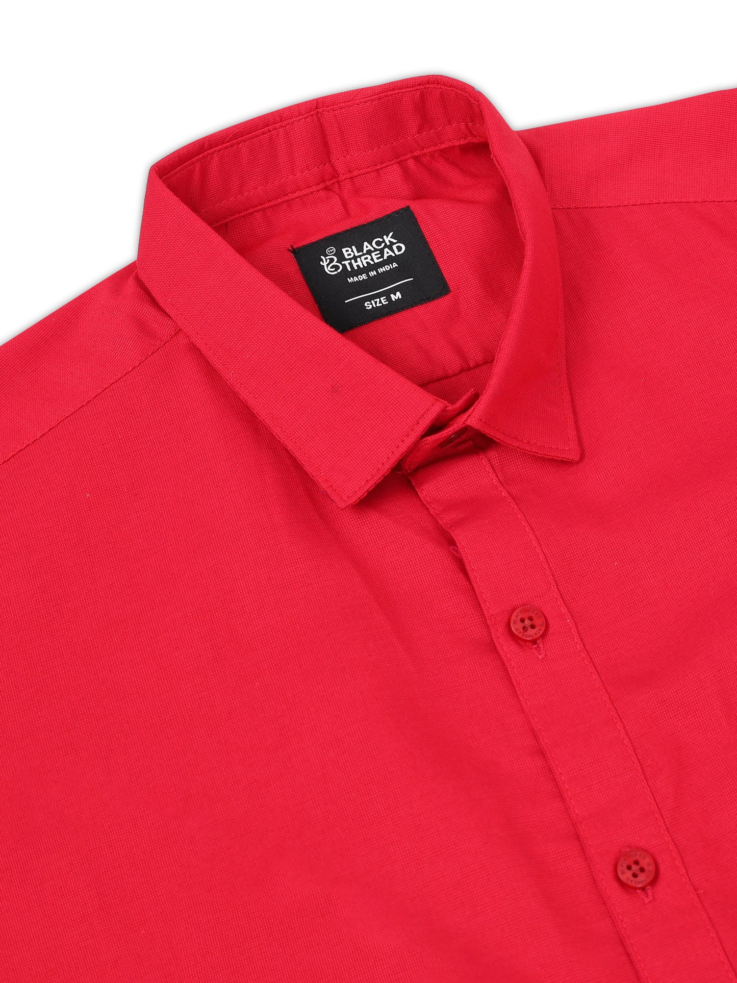 Cherry Red Men's Cotton Plain Casual Shirt - Premium Comfort Fit