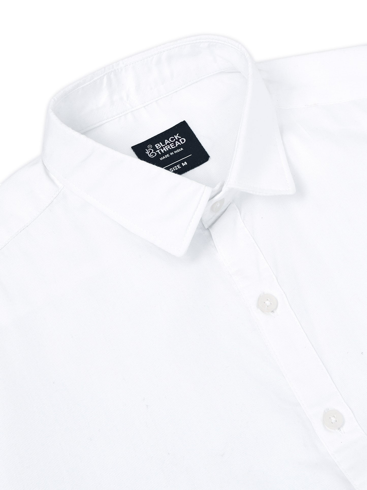 White Men's Cotton Plain Casual Shirt - Premium Comfort Fit