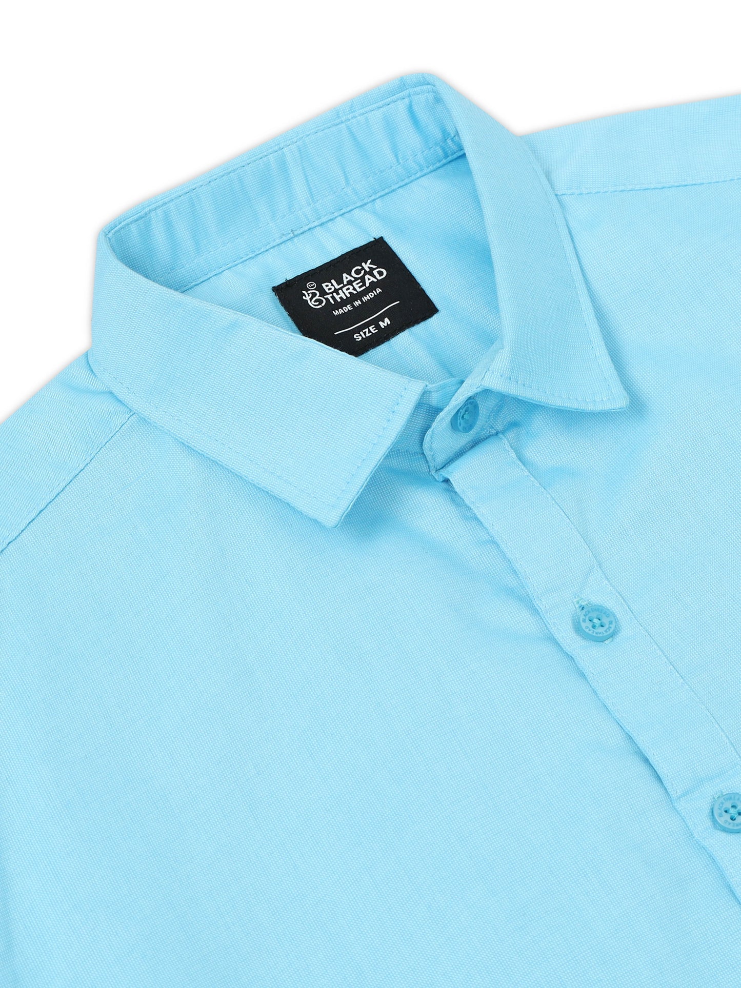 Baby Blue Men's Cotton Plain Casual Shirt - Premium Comfort Fit
