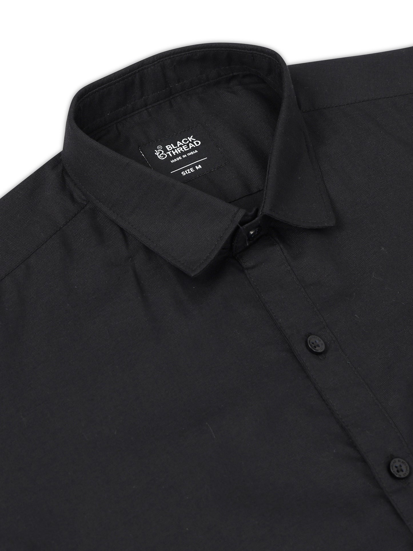 Black Men's Cotton Plain Casual Shirt - Premium Comfort Fit