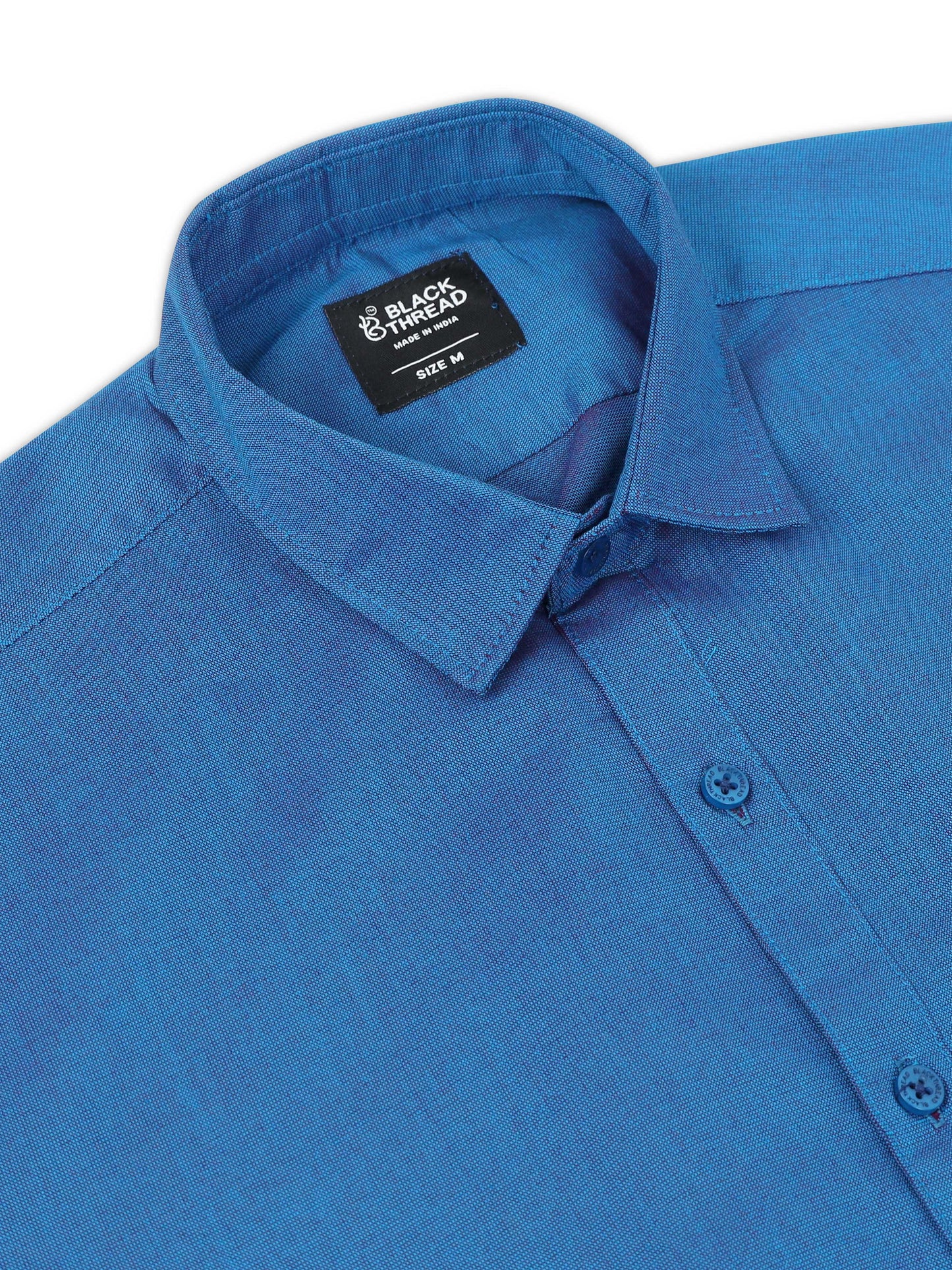 Royal Blue Men's Cotton Plain Casual Shirt - Premium Comfort Fit