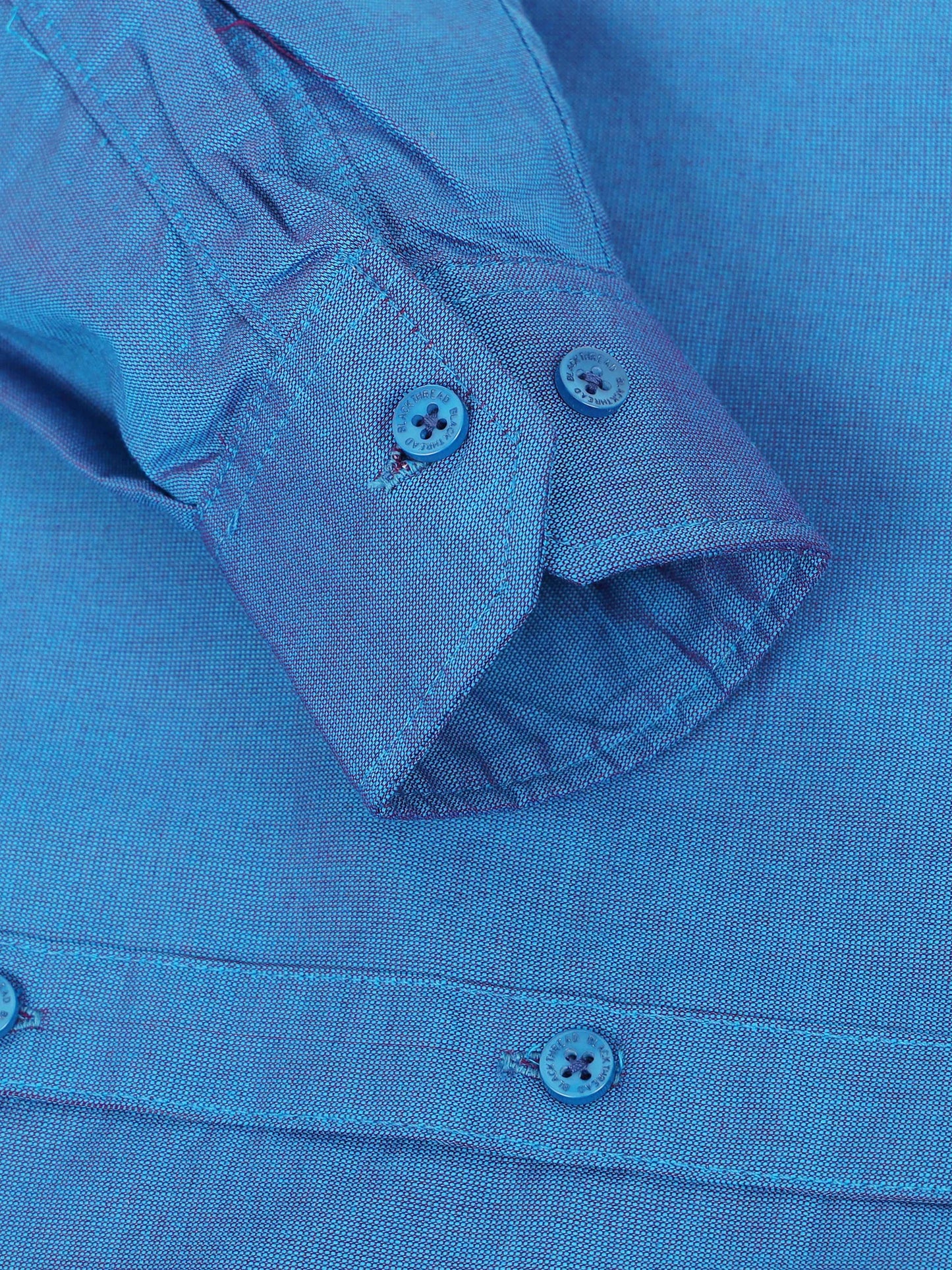 Royal Blue Men's Cotton Plain Casual Shirt - Premium Comfort Fit