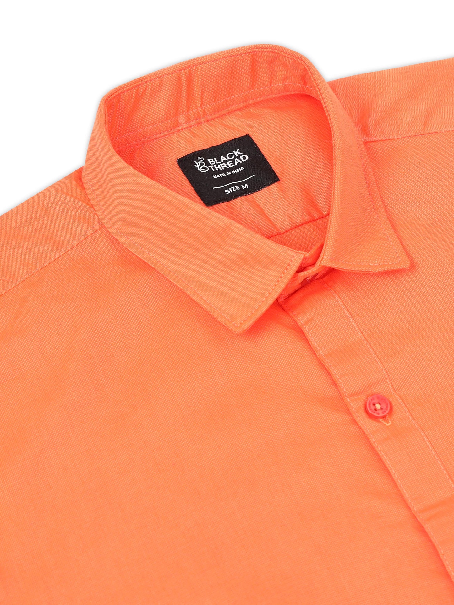 Orange Men's Cotton Plain Casual Shirt - Premium Comfort Fit