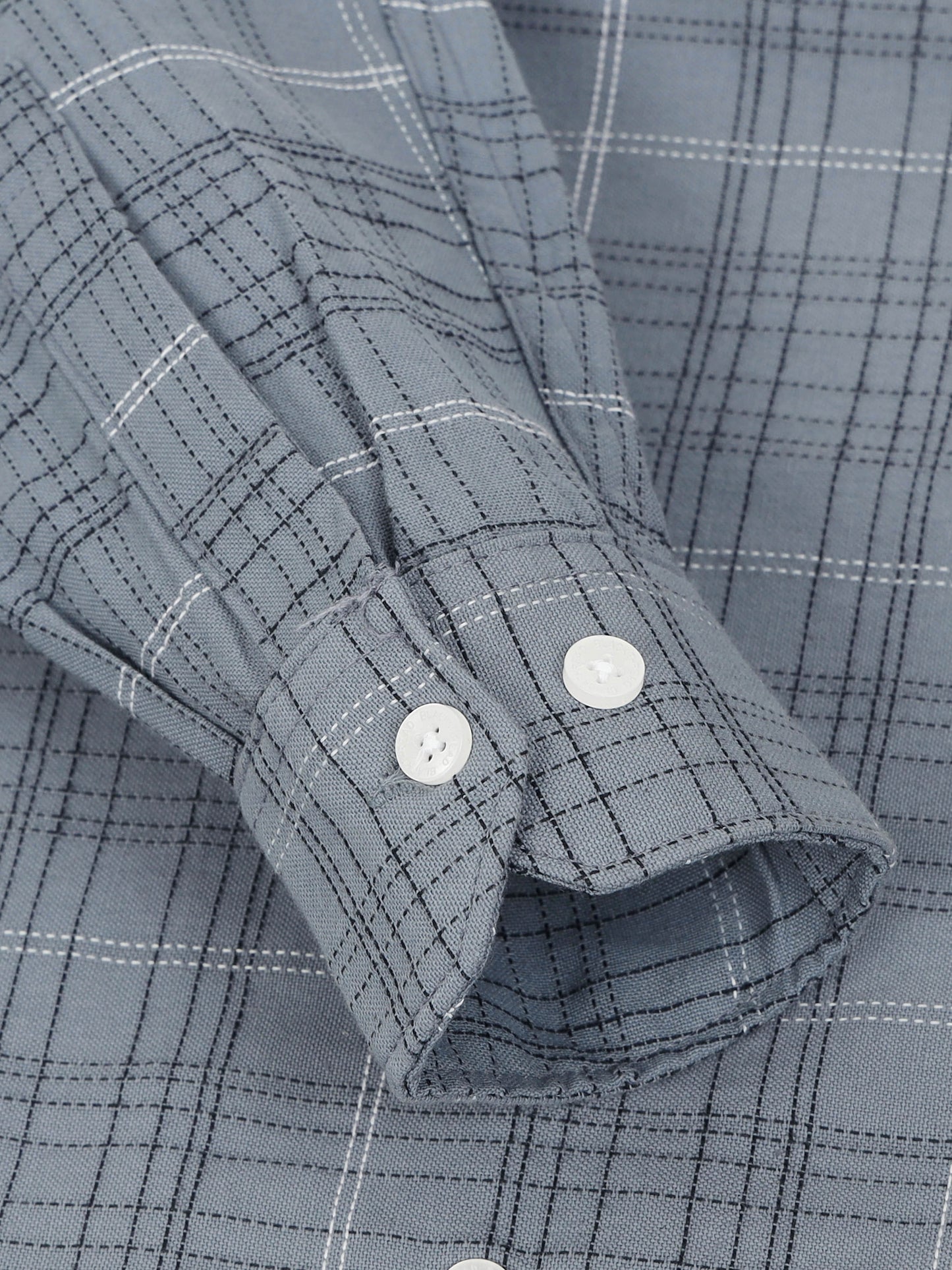Grey Men's Cotton Embroidered Checked Casual Shirt - Premium Comfort Fit