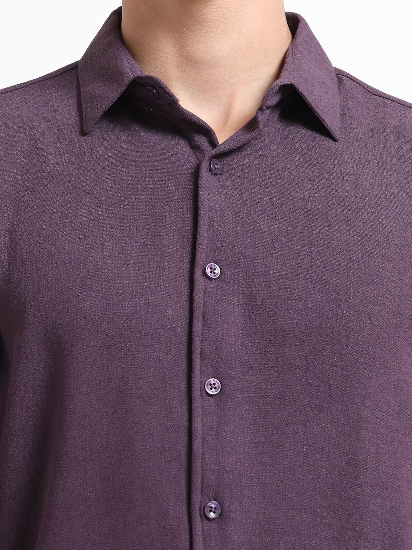 Textured Purple Full Sleeve Shirt for Men
