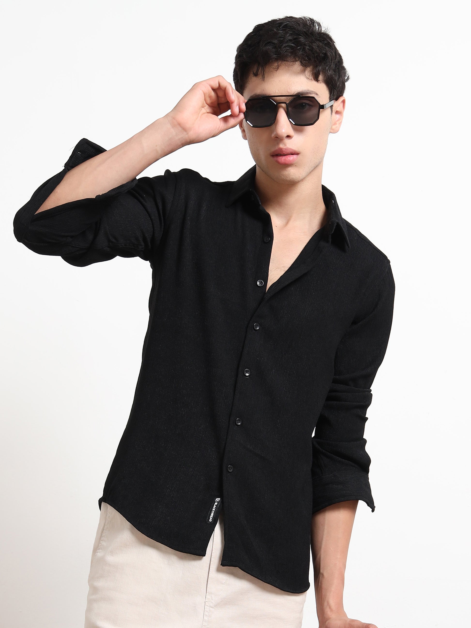 Full Sleeve Black Shirt Texture for Men