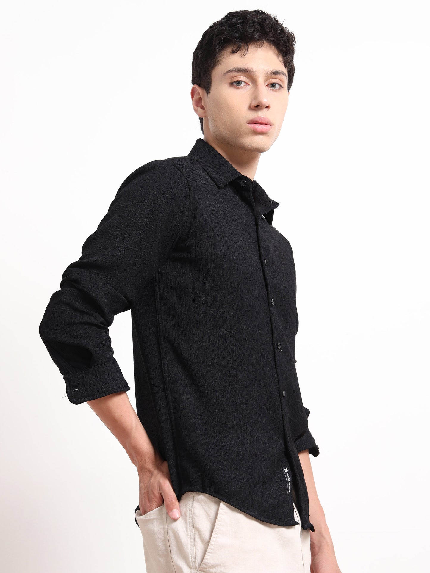 Full Sleeve Black Shirt Texture for Men