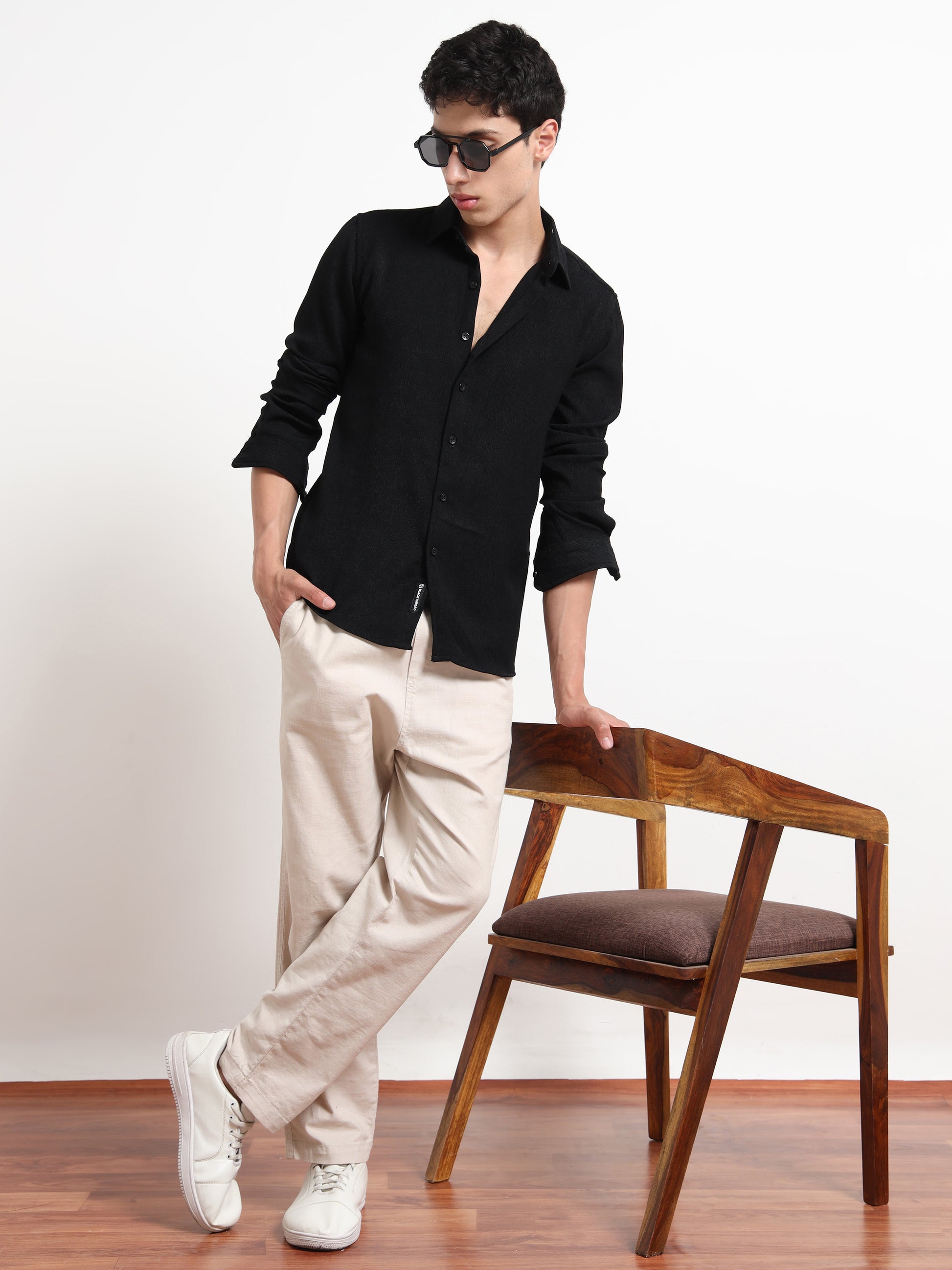 Full Sleeve Black Shirt Texture for Men