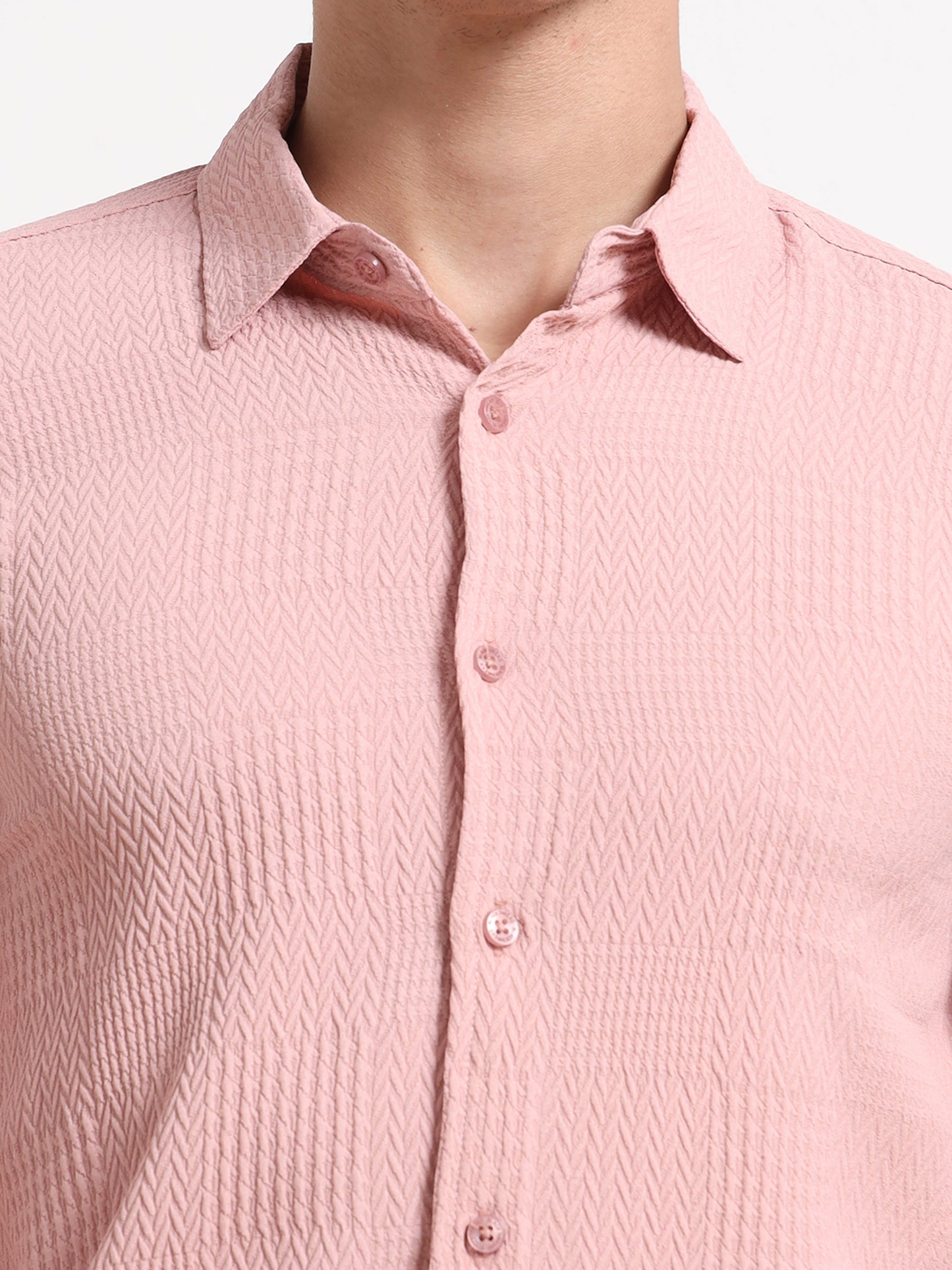 Full Sleeve Pink Popcorn Shirt for Men