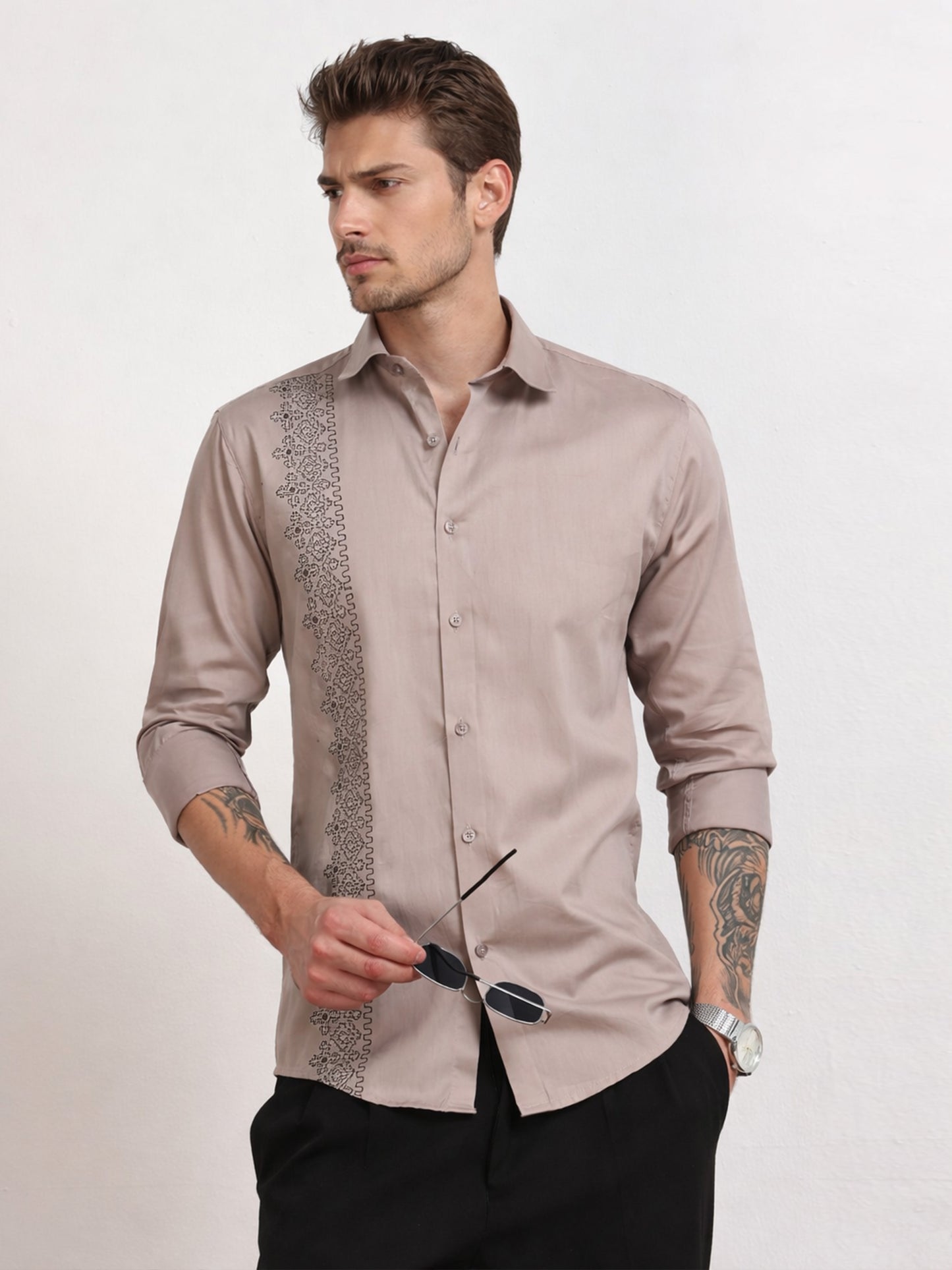 Men's Beige Embroidery